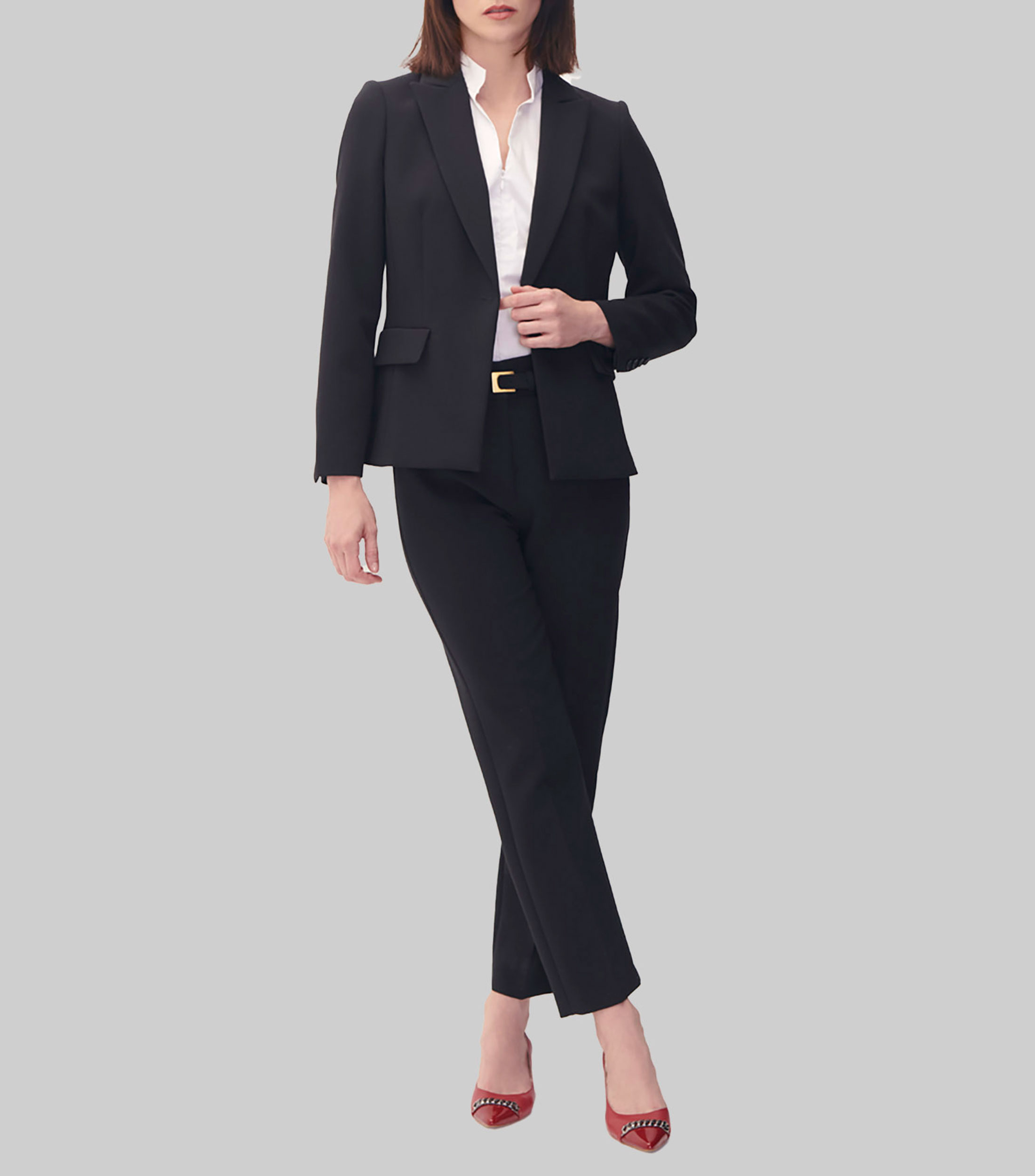 Blazer negro con solapa Mujer