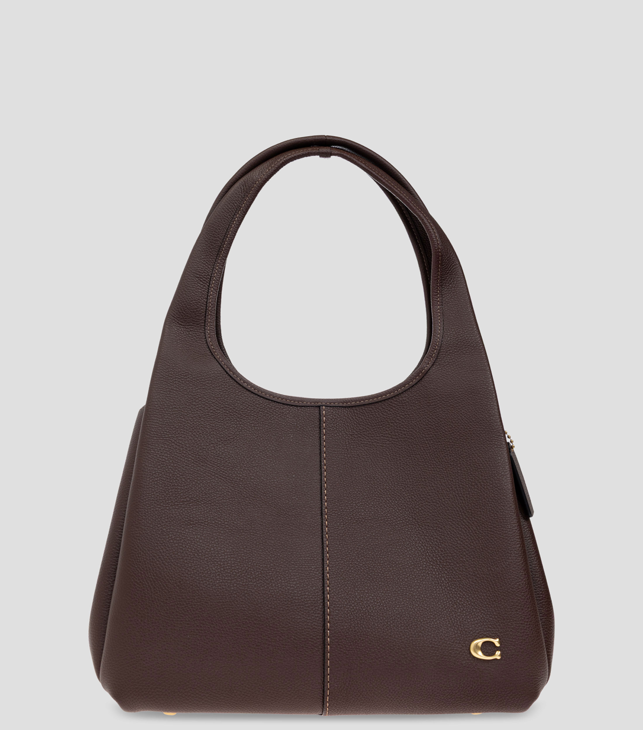 Bolsa Tote café en piel Lana granulada Mujer