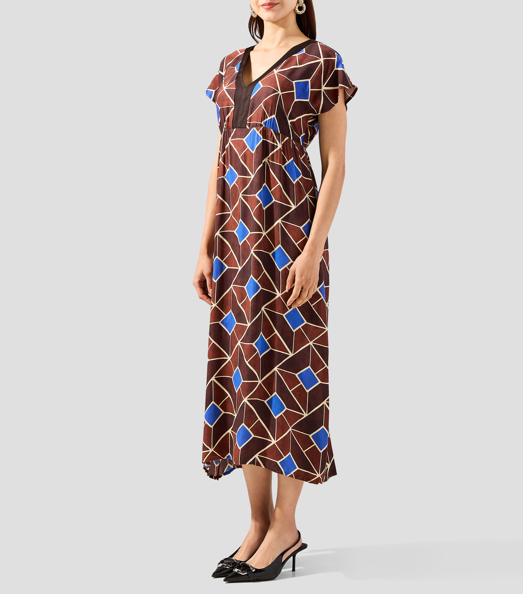 Vestido midi estampado Mujer