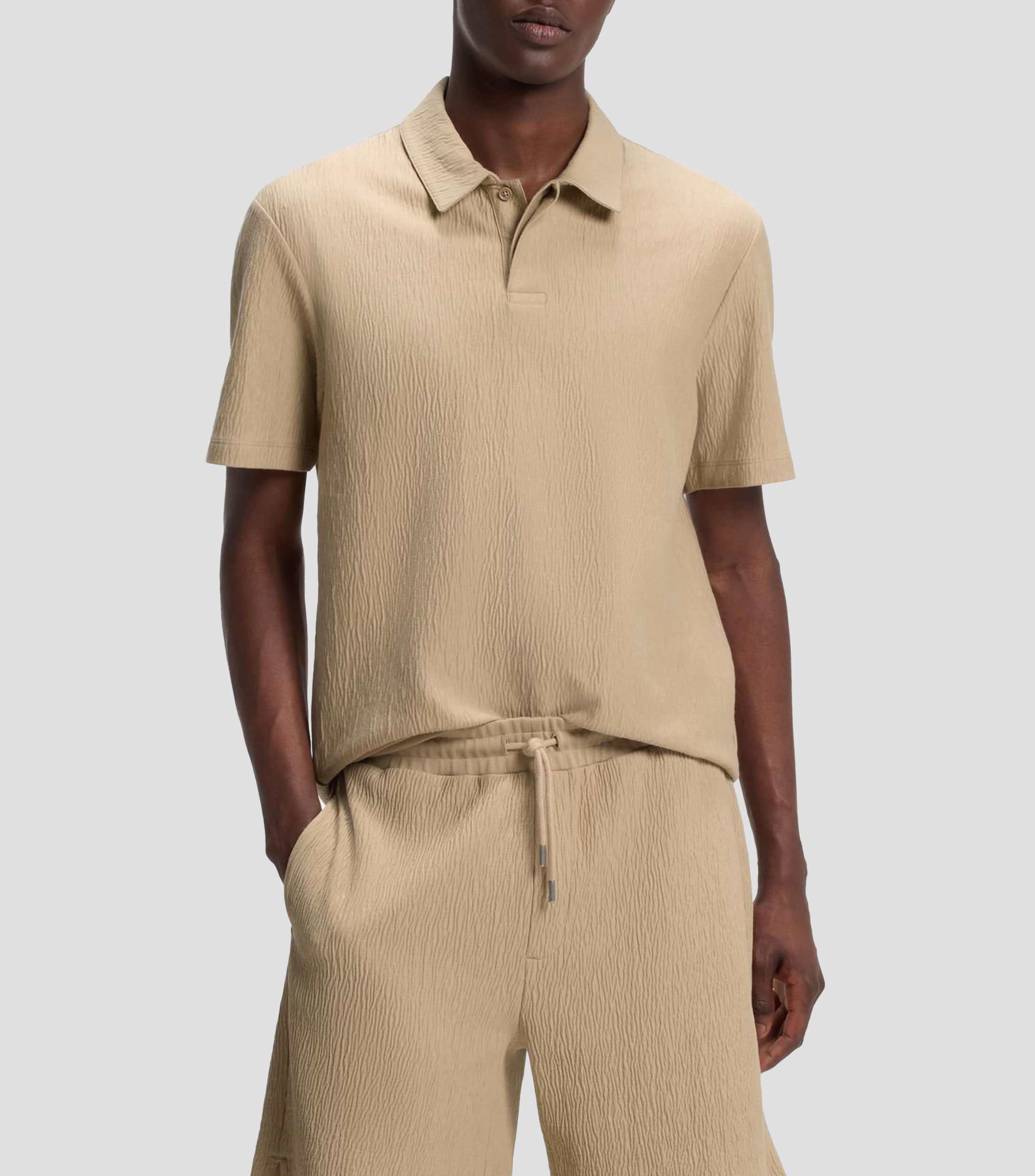 Polo de algodón con efecto arrugado Hombre