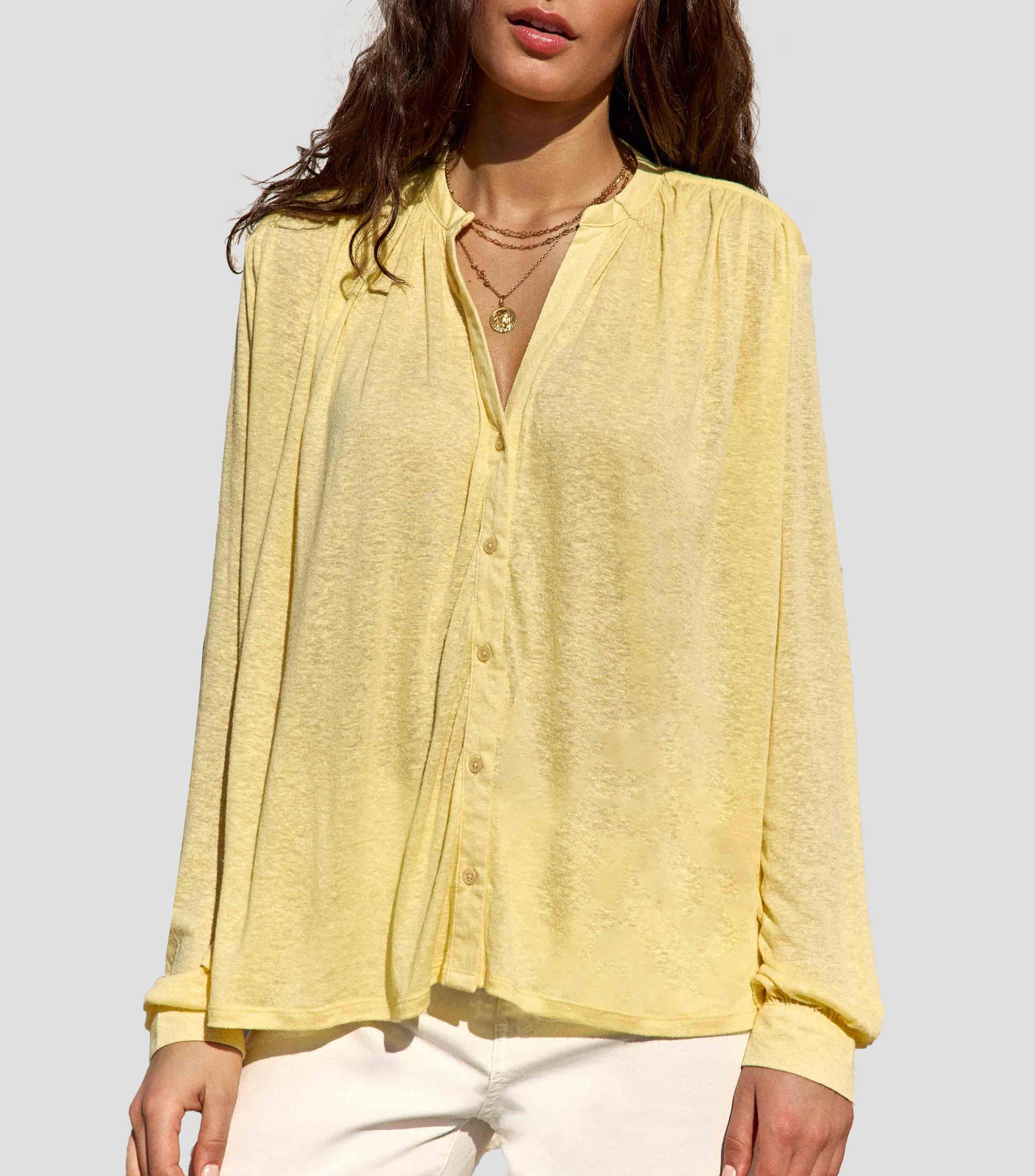 Blusa lisa manga larga Mujer