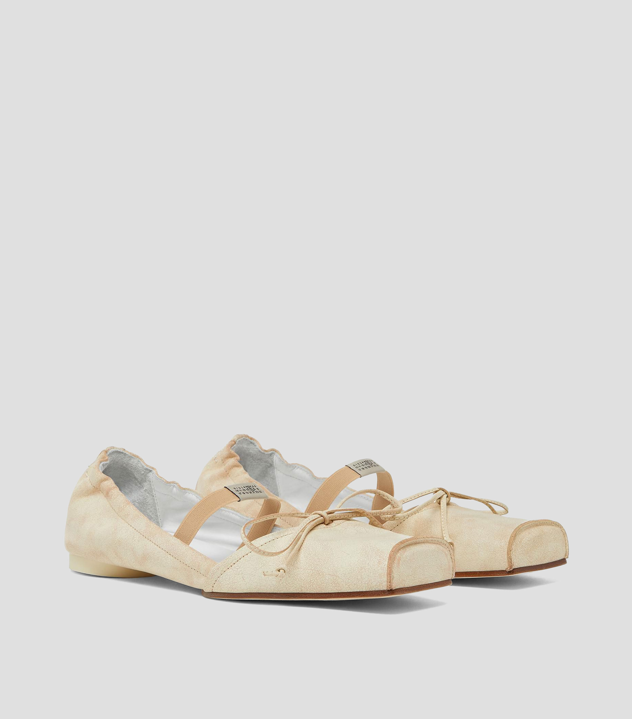 Flats en piel con lazo Mujer