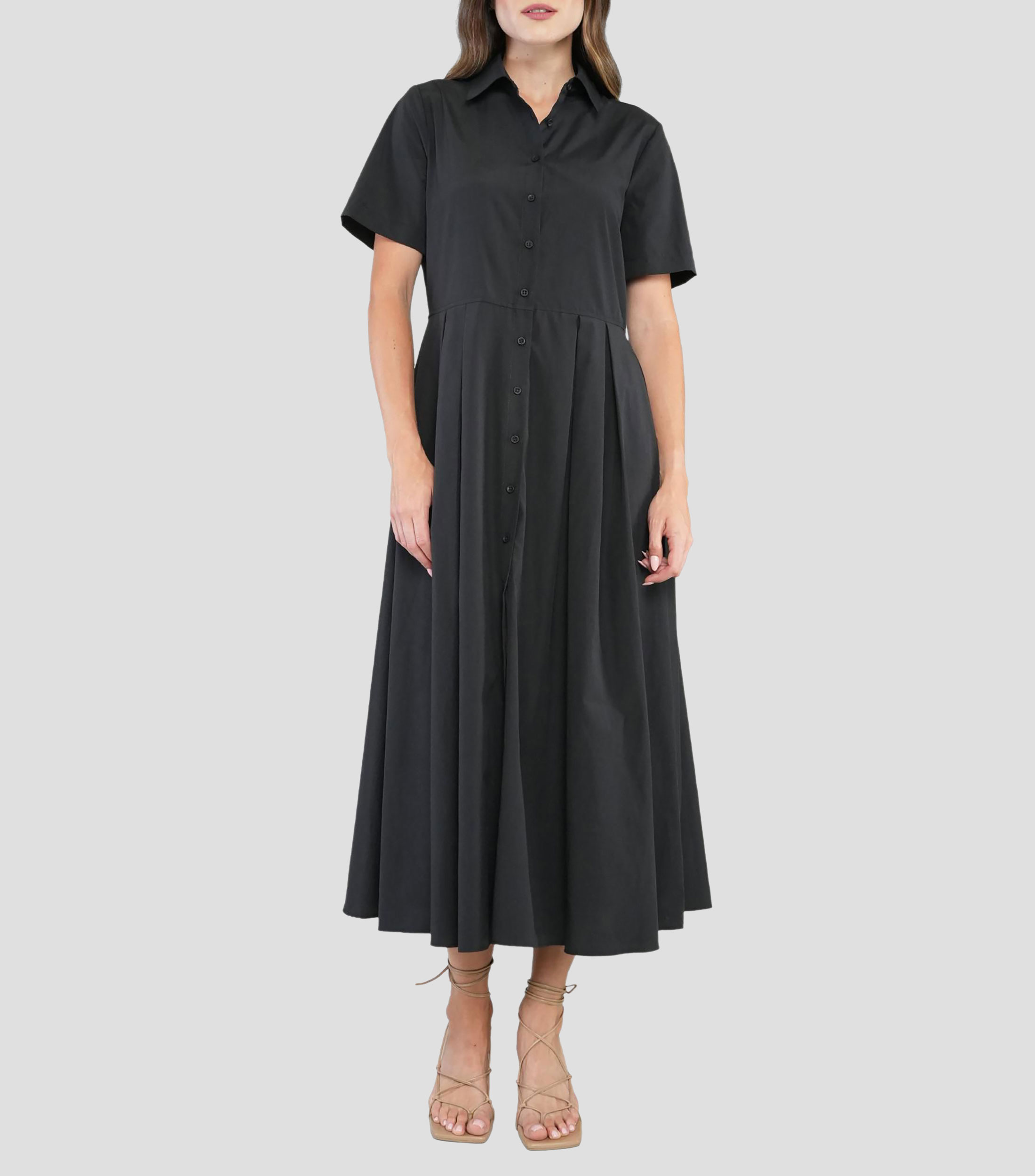 Vestido midi liso Mujer