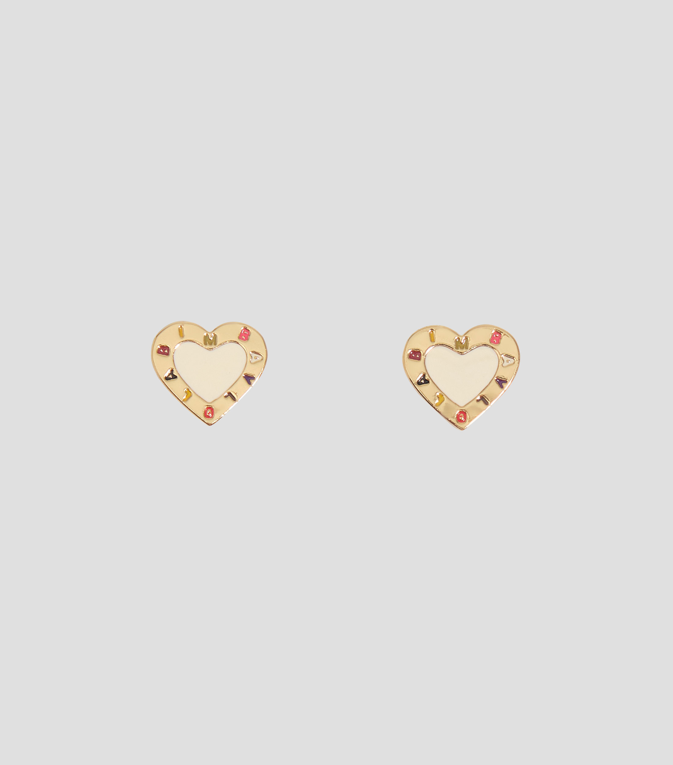 Pendientes logo corazón marfil Mujer
