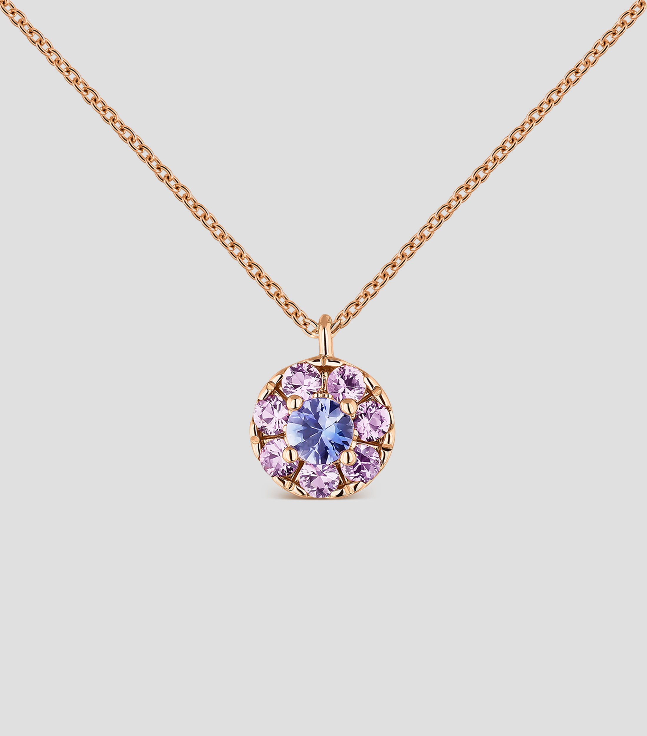 Collar con dije circular en oro rosa de 18 kilates Mujer