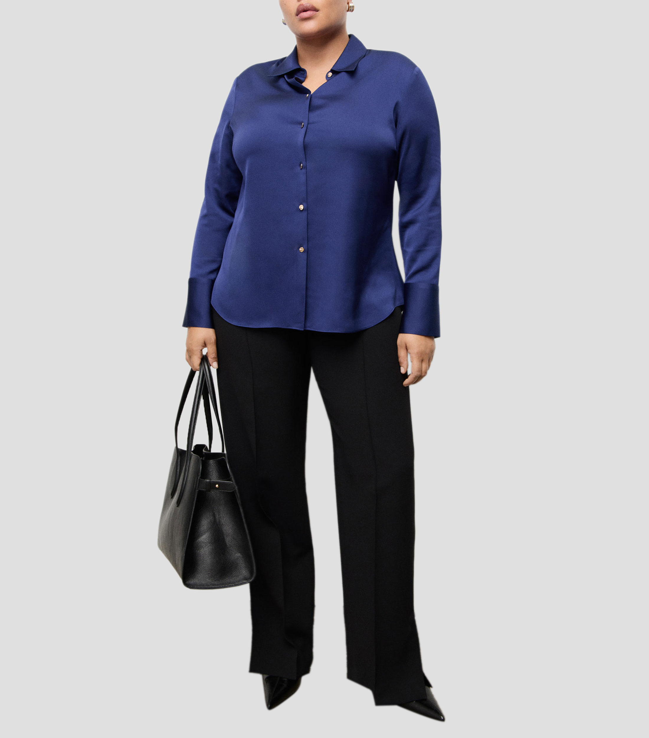 Camisa lisa manga larga Mujer