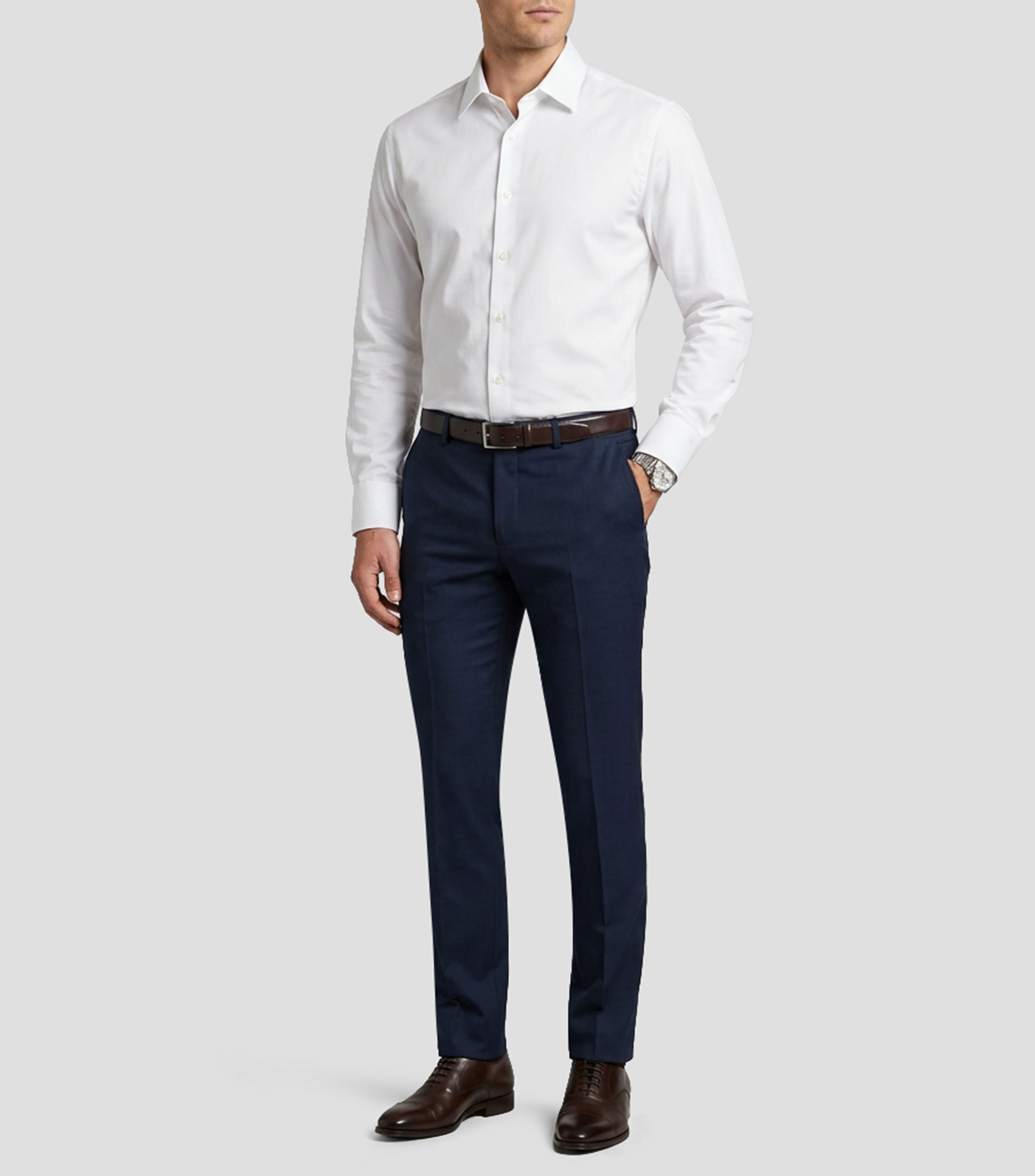 Camisa lisa manga larga Hombre