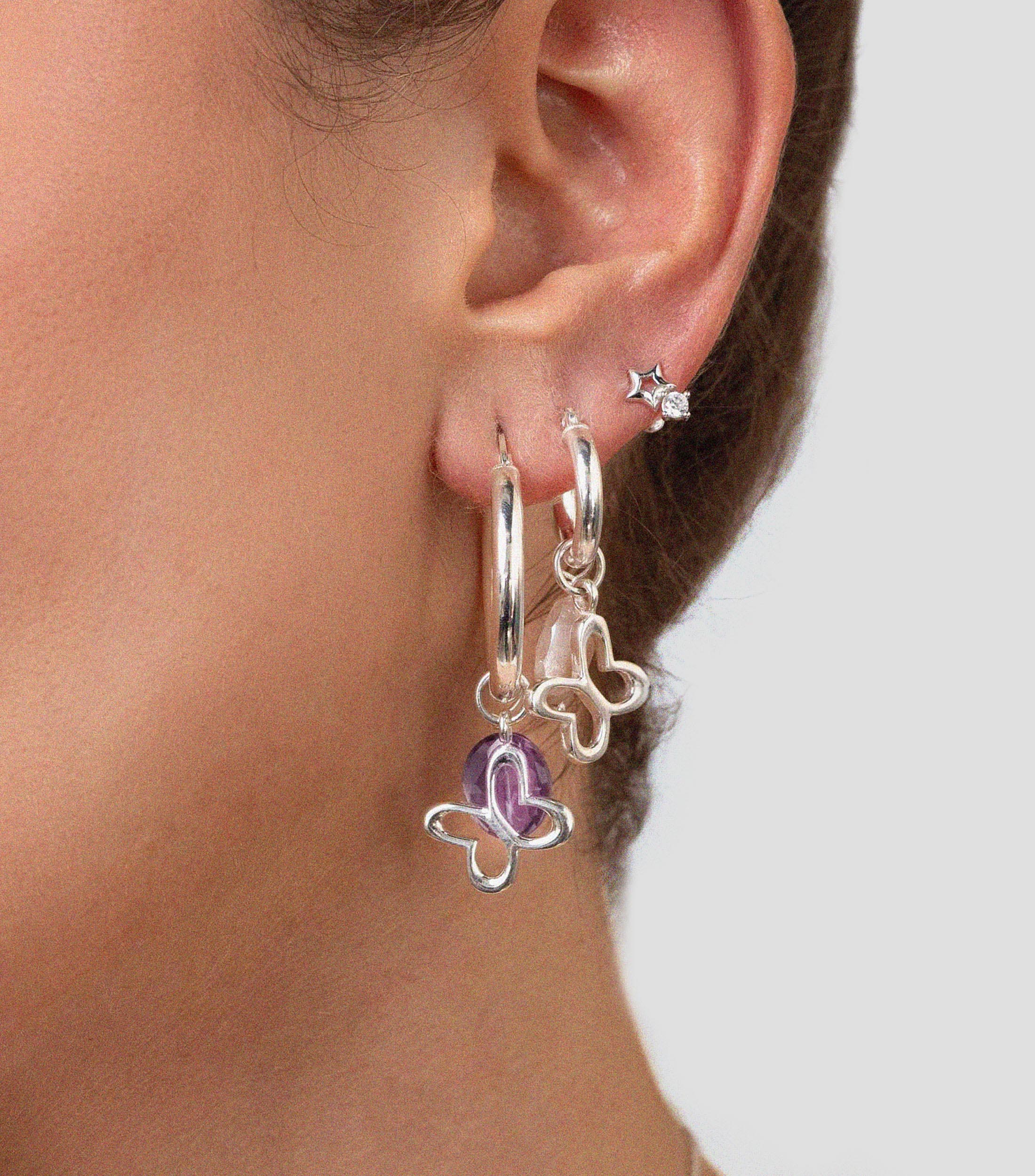 Arracadas en Plata .925 con piedra de luna Mujer