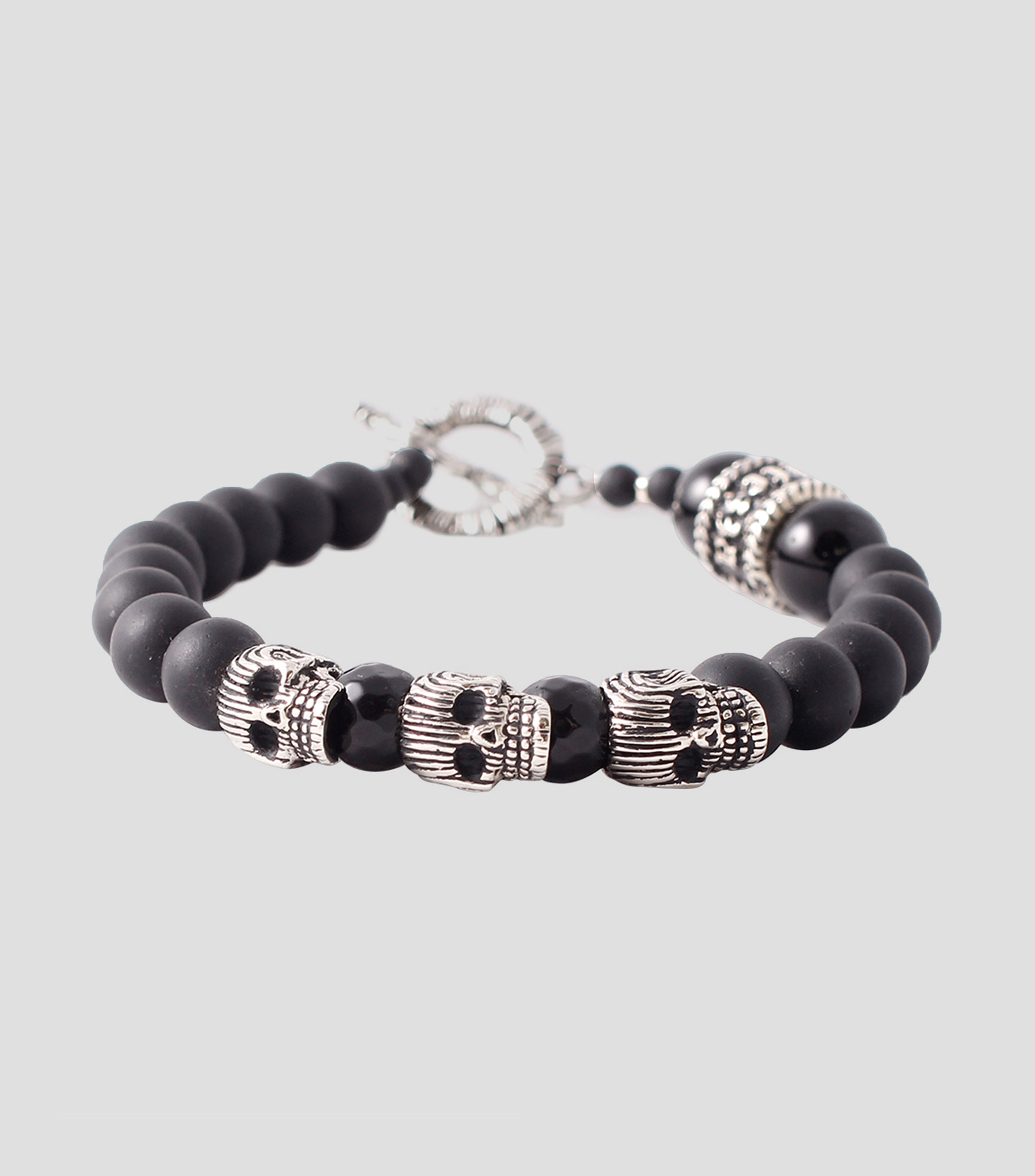 Brazalete Triple Stripes Sterl Skull Hombre