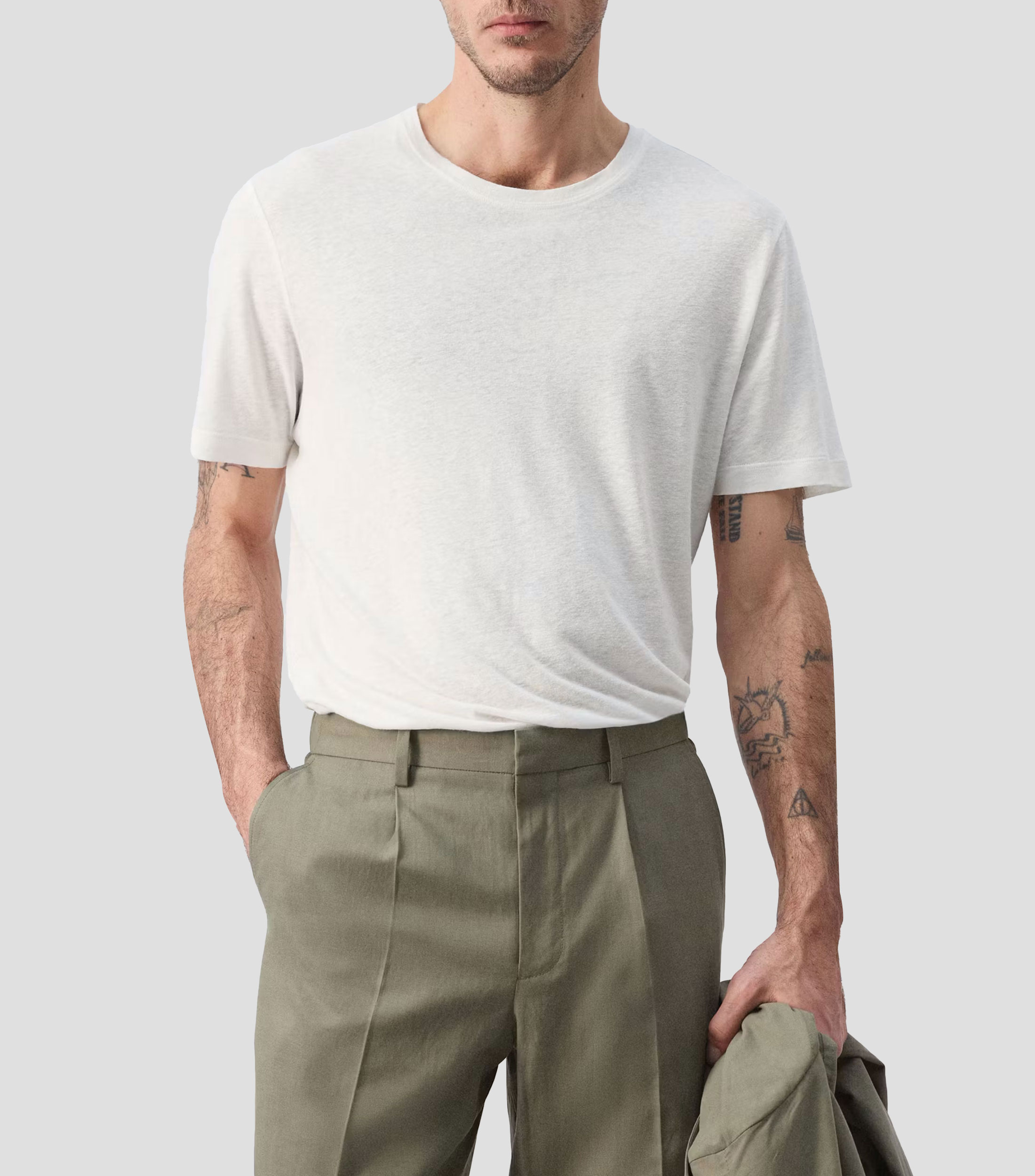 Playera cuello redondo manga corta sólida Hombre