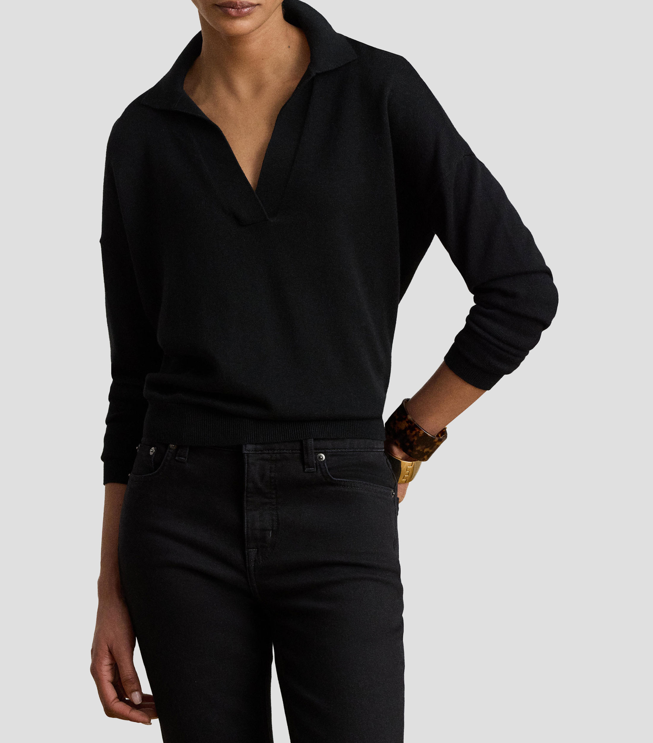 Suéter cuello tipo polo Mujer