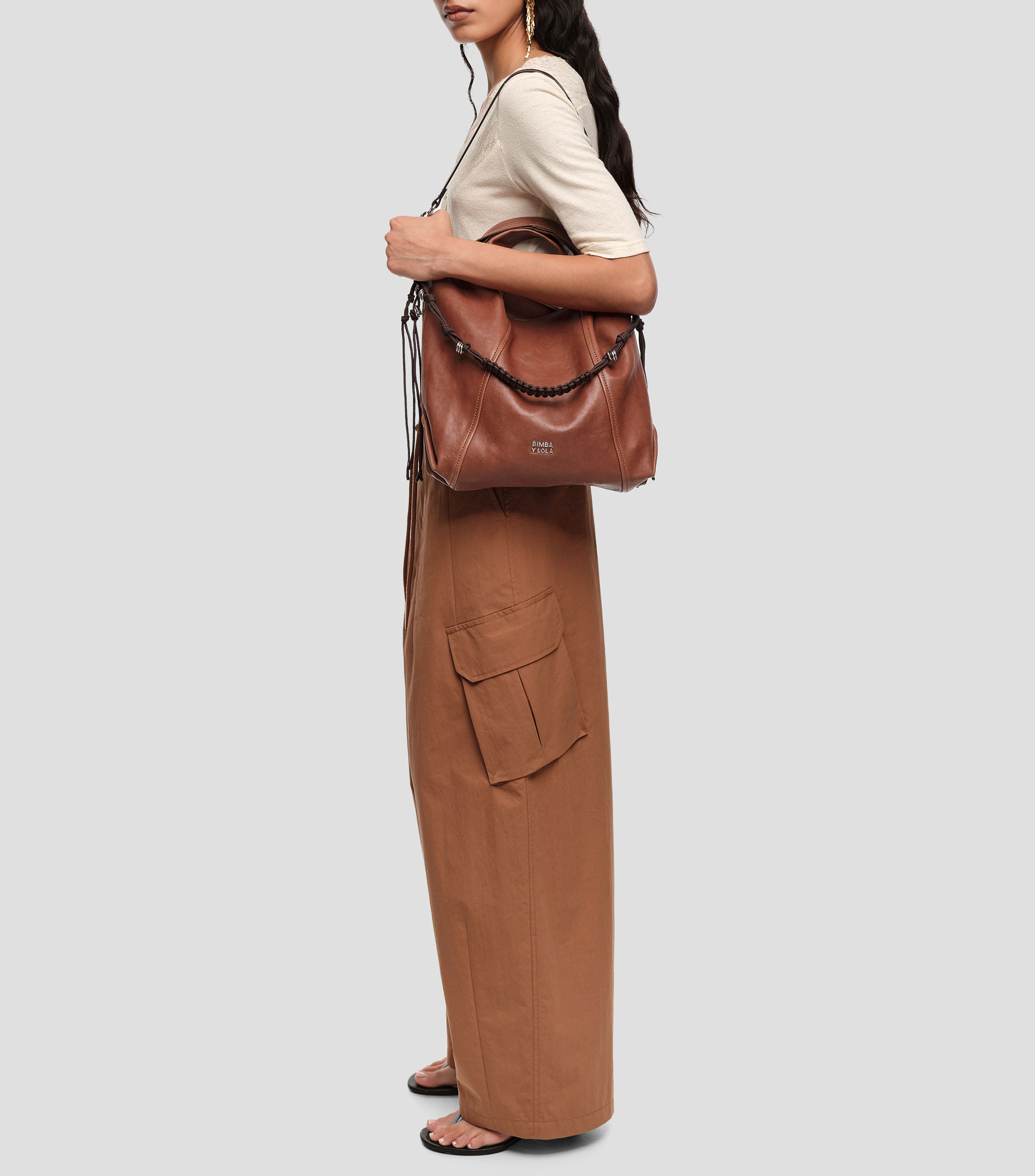 Bolso shoulder Paper mediano piel tostado oscuro Mujer