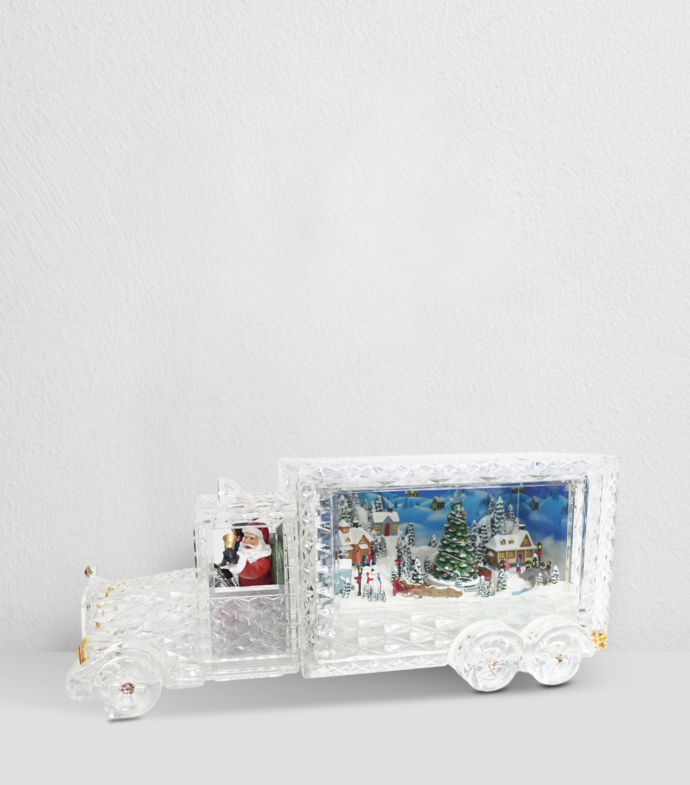Figura decorativa Navideña Camión de Santa con luz y música