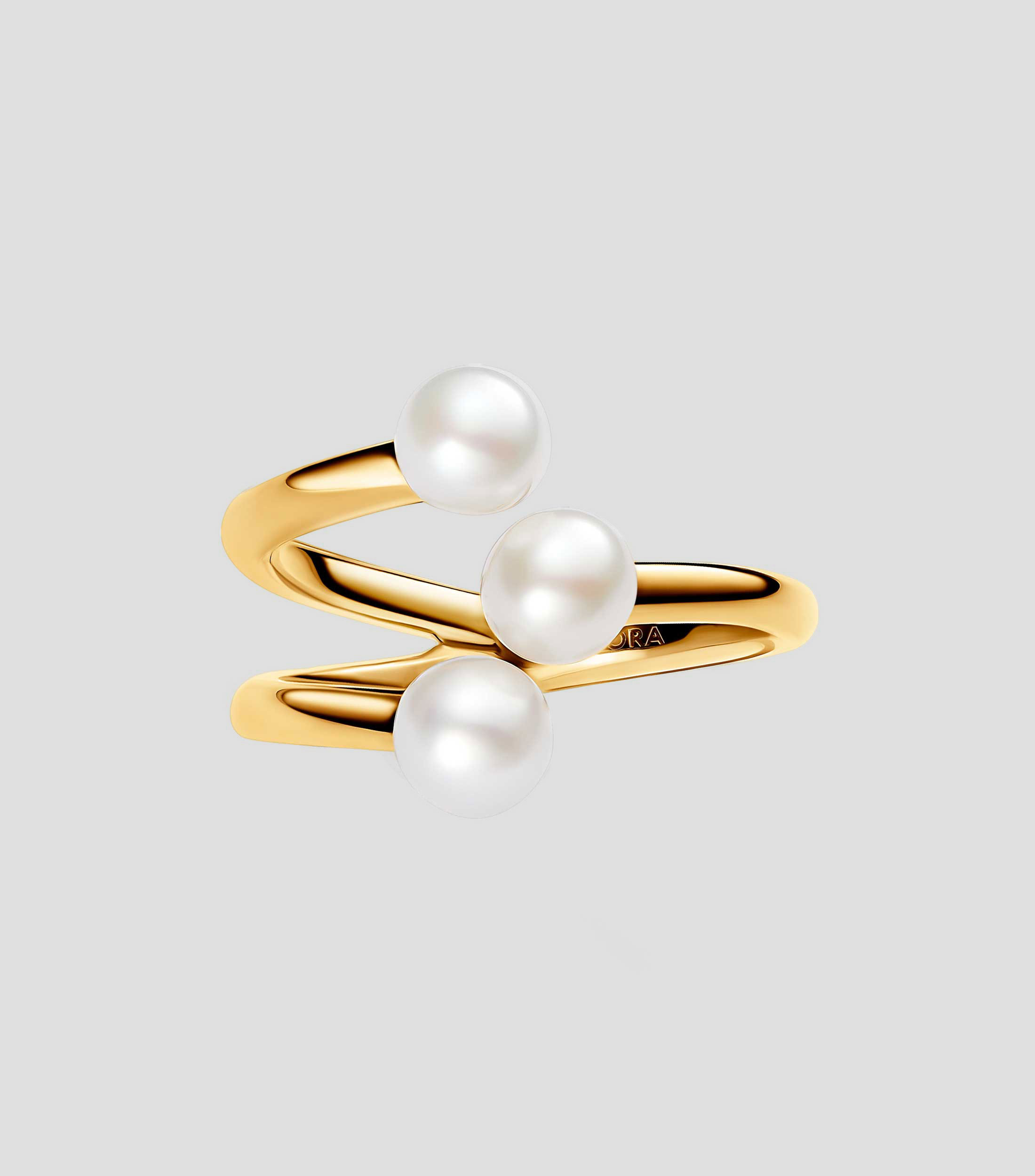 Anillo abierto con perlas Mujer