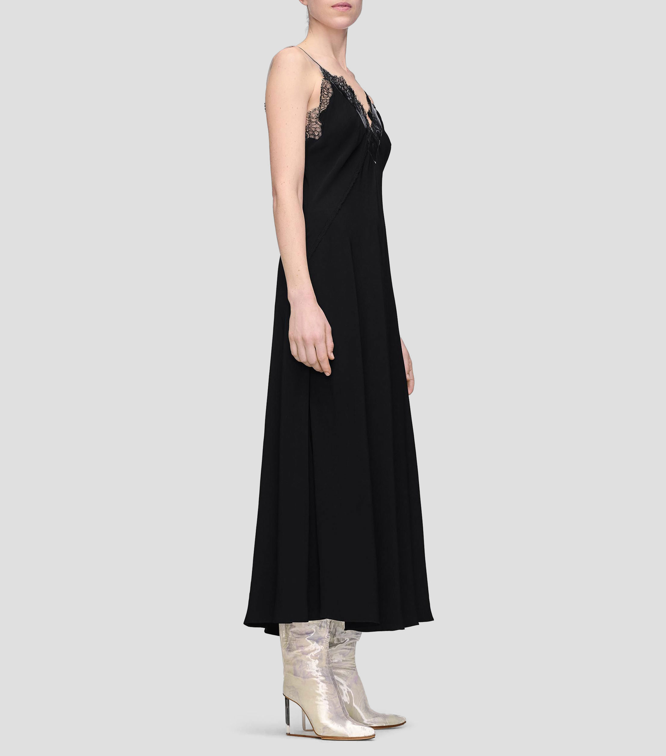Vestido midi lencero liso Mujer