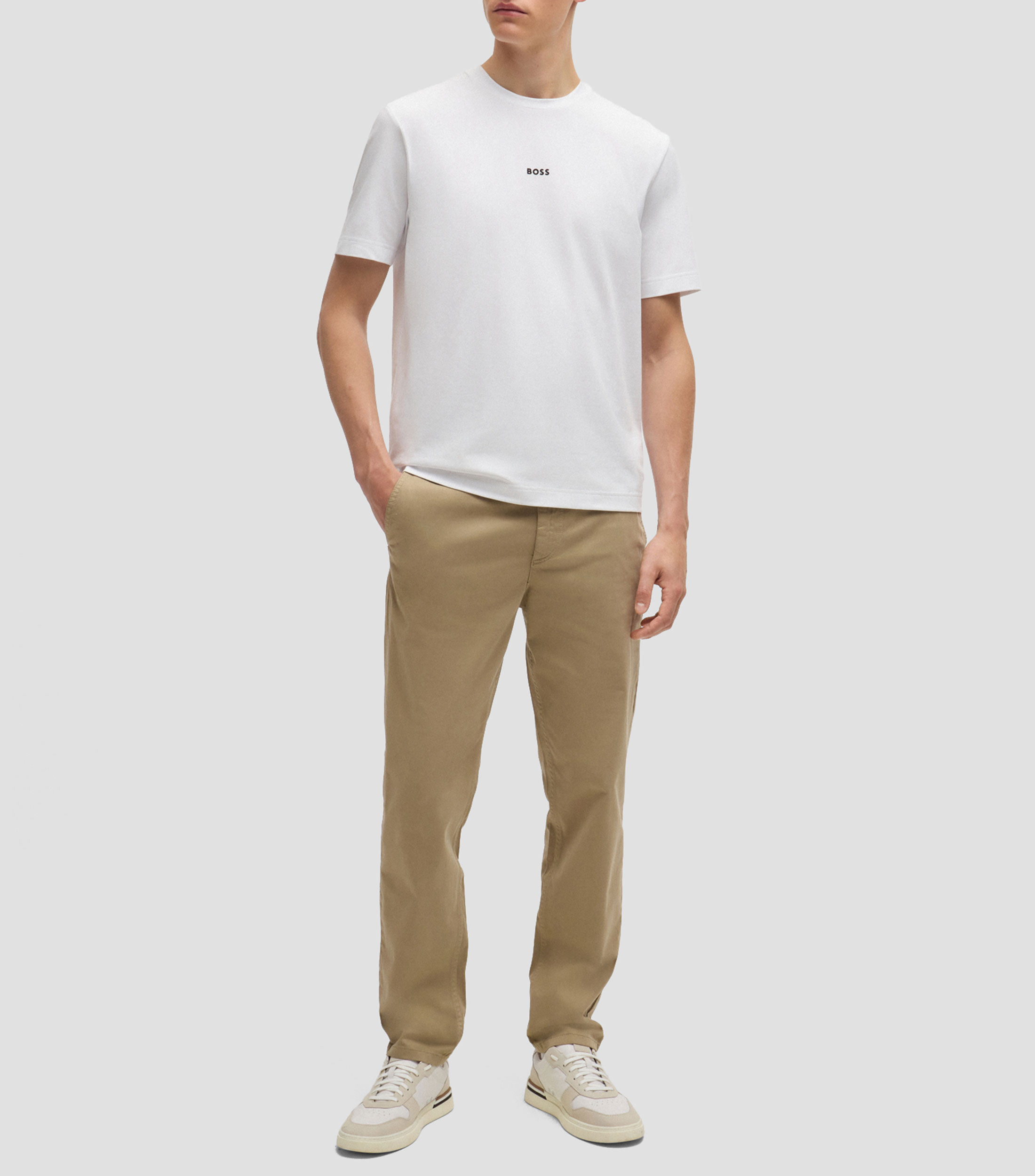 Playera relaxed fit en algodon elastico con logo estampado Hombre