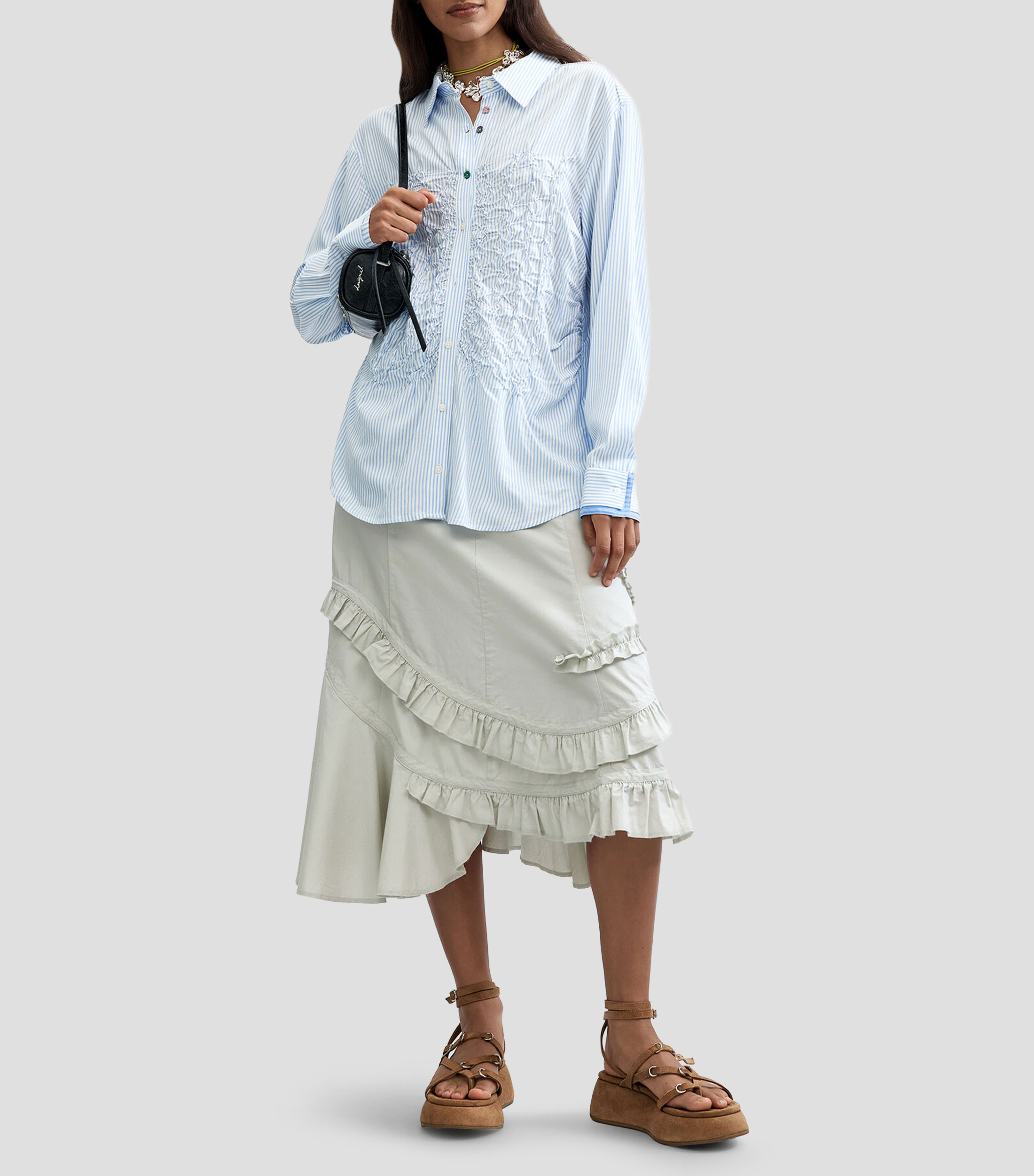 Camisa a rayas manga larga Mujer
