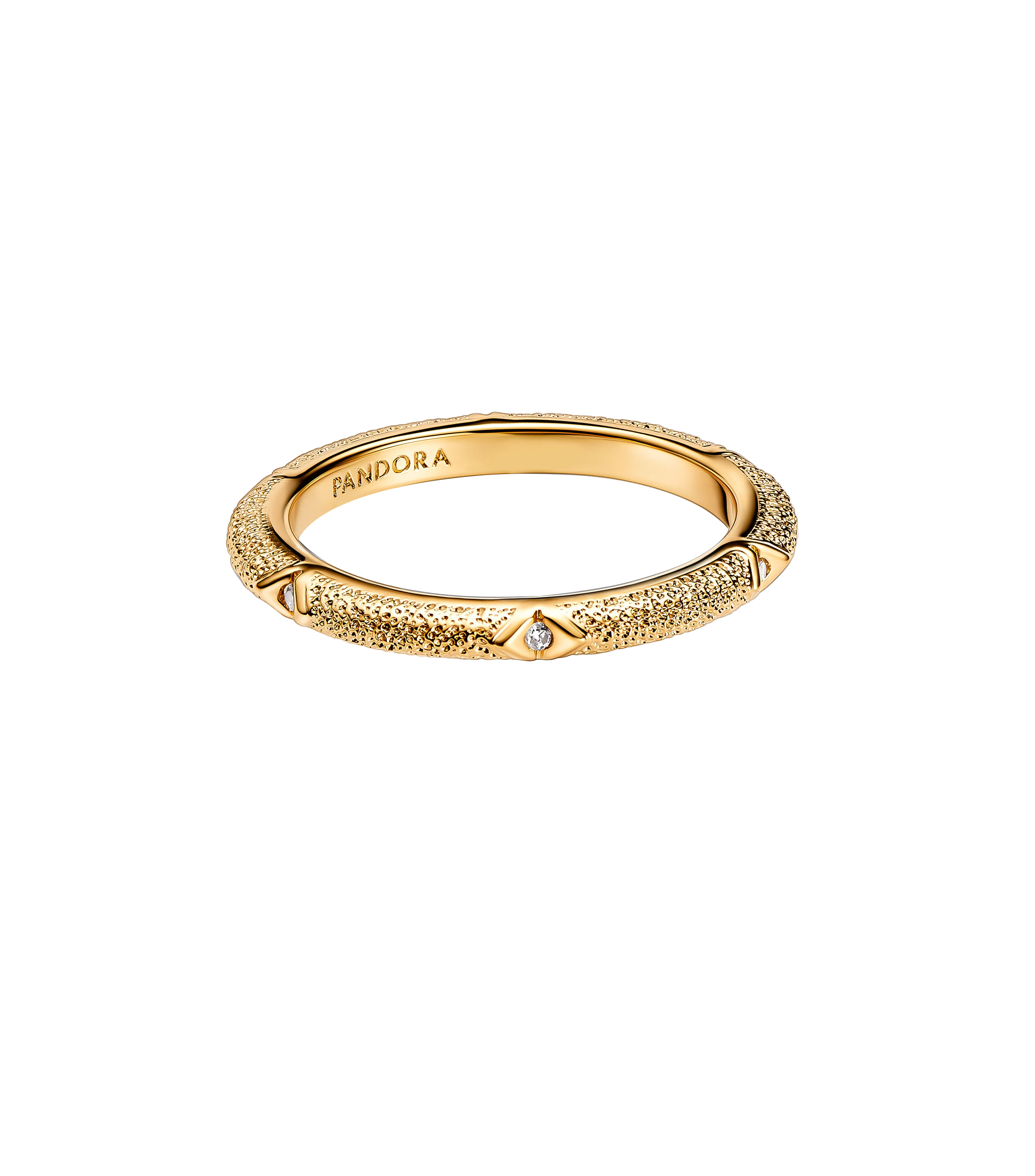 Anillo texturizado con circonitas cúbicas Mujer