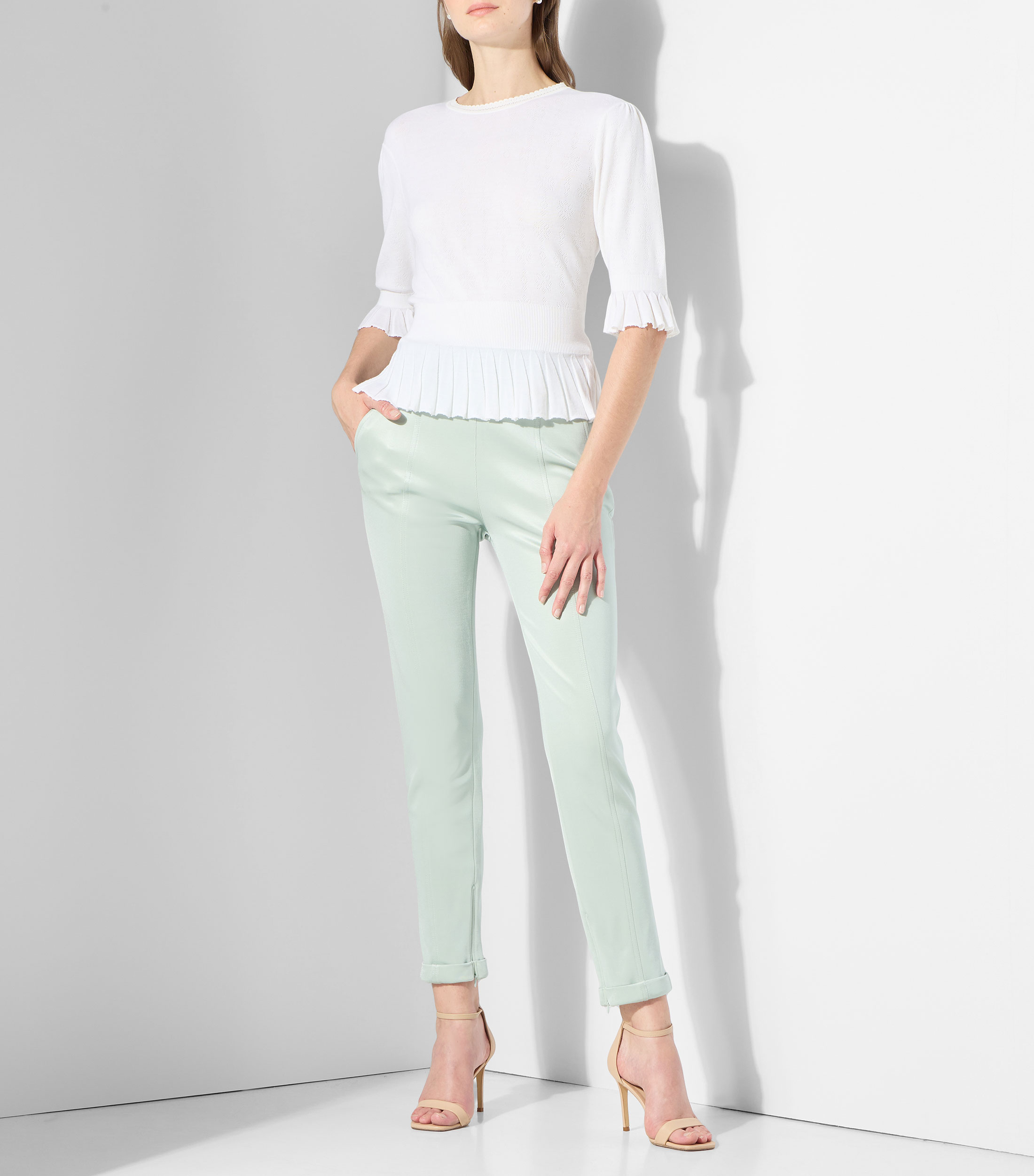 Blusa lisa con manga corta Mujer