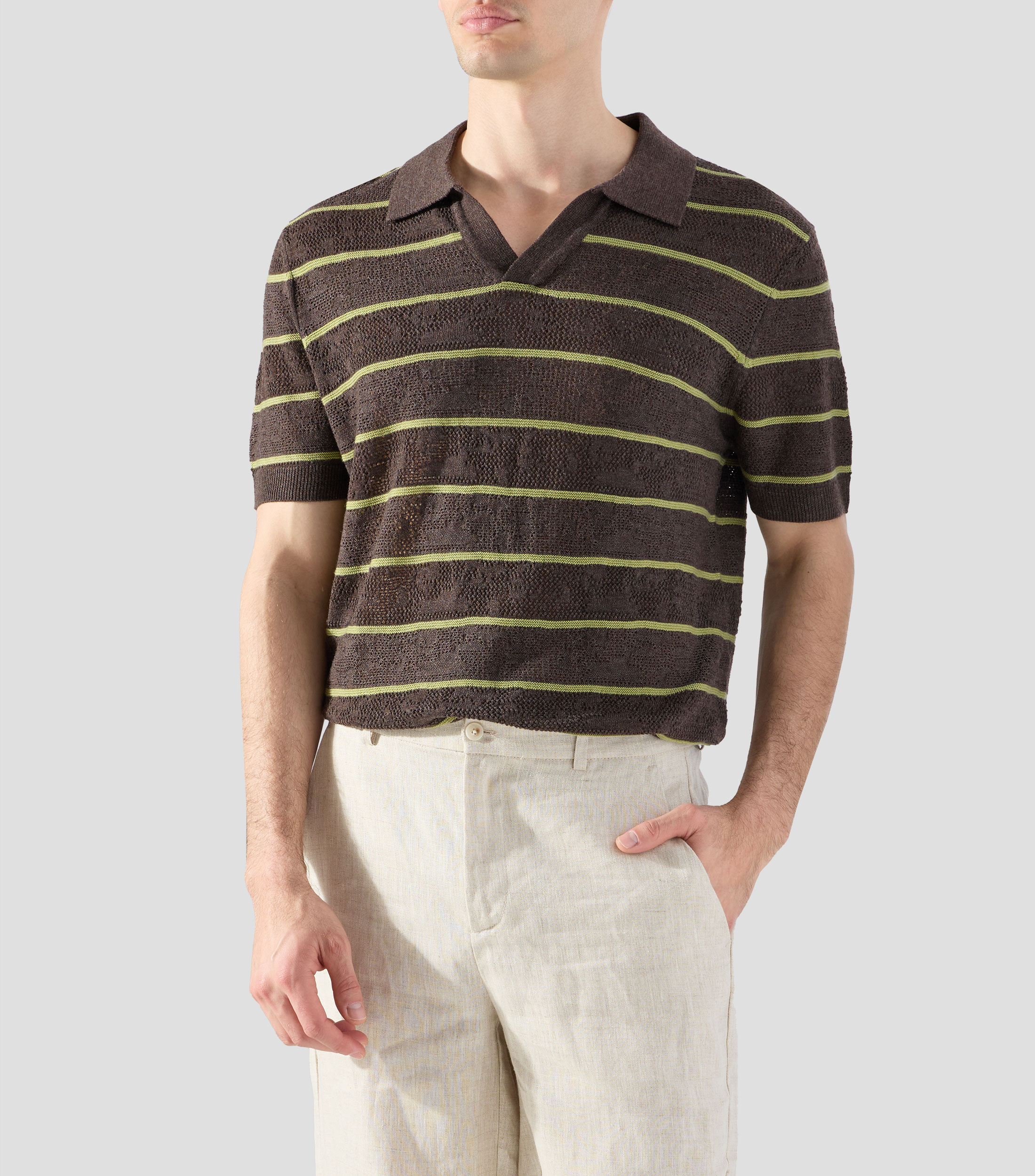 Playera tipo polo con manga corta y rayas Hombre