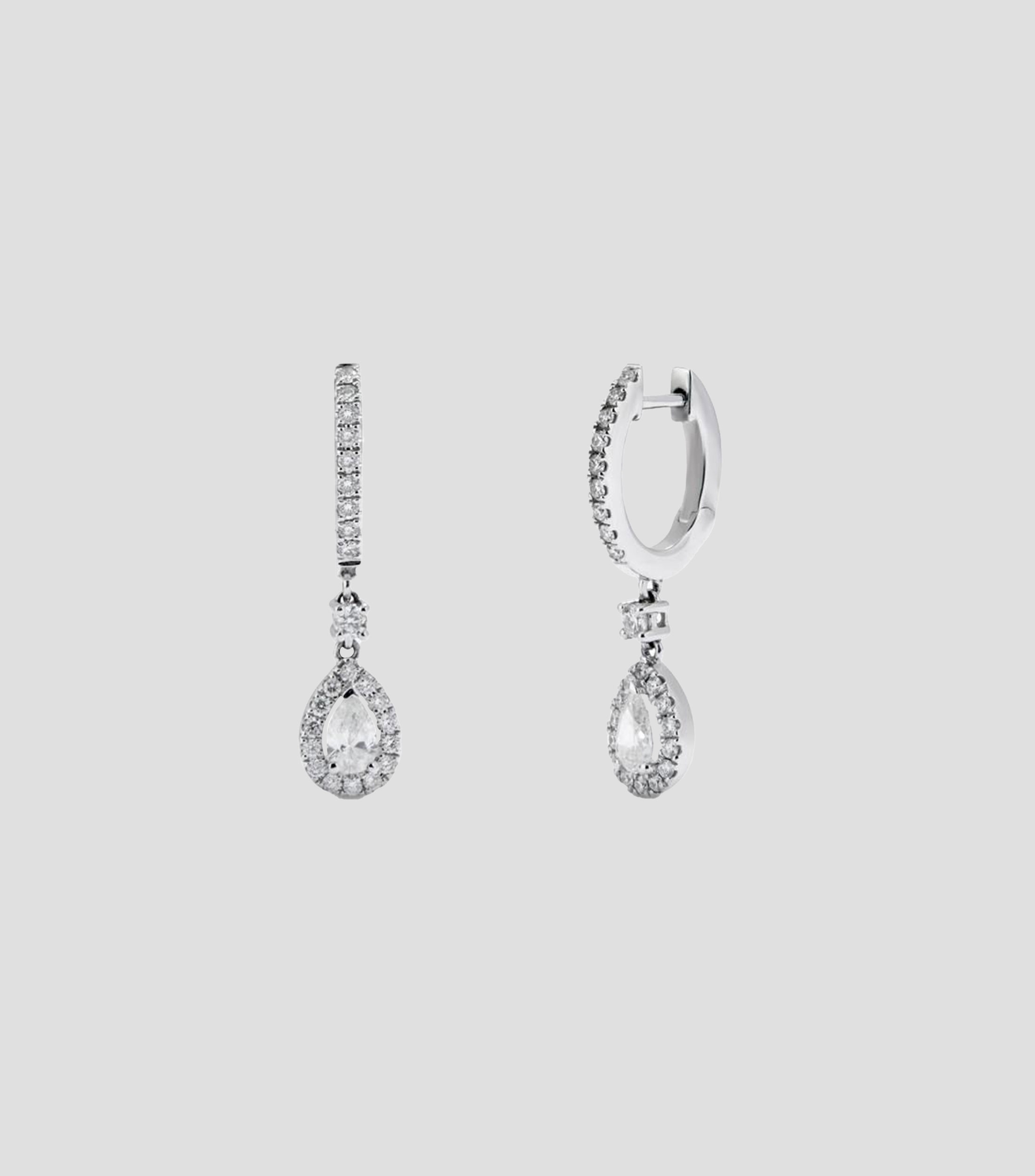 Aretes en Oro blanco de 18 Kilates con diamantes Mujer