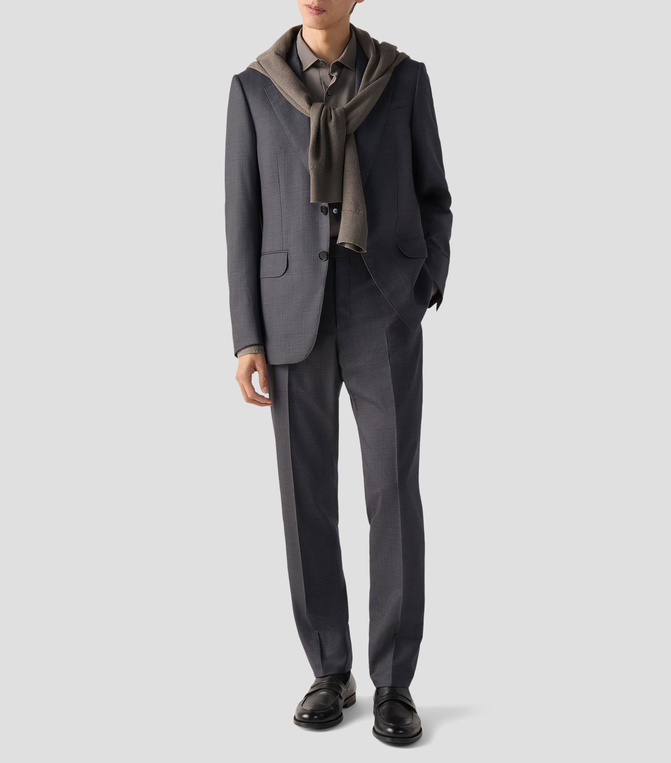 Traje de lana corte regular estampado Hombre