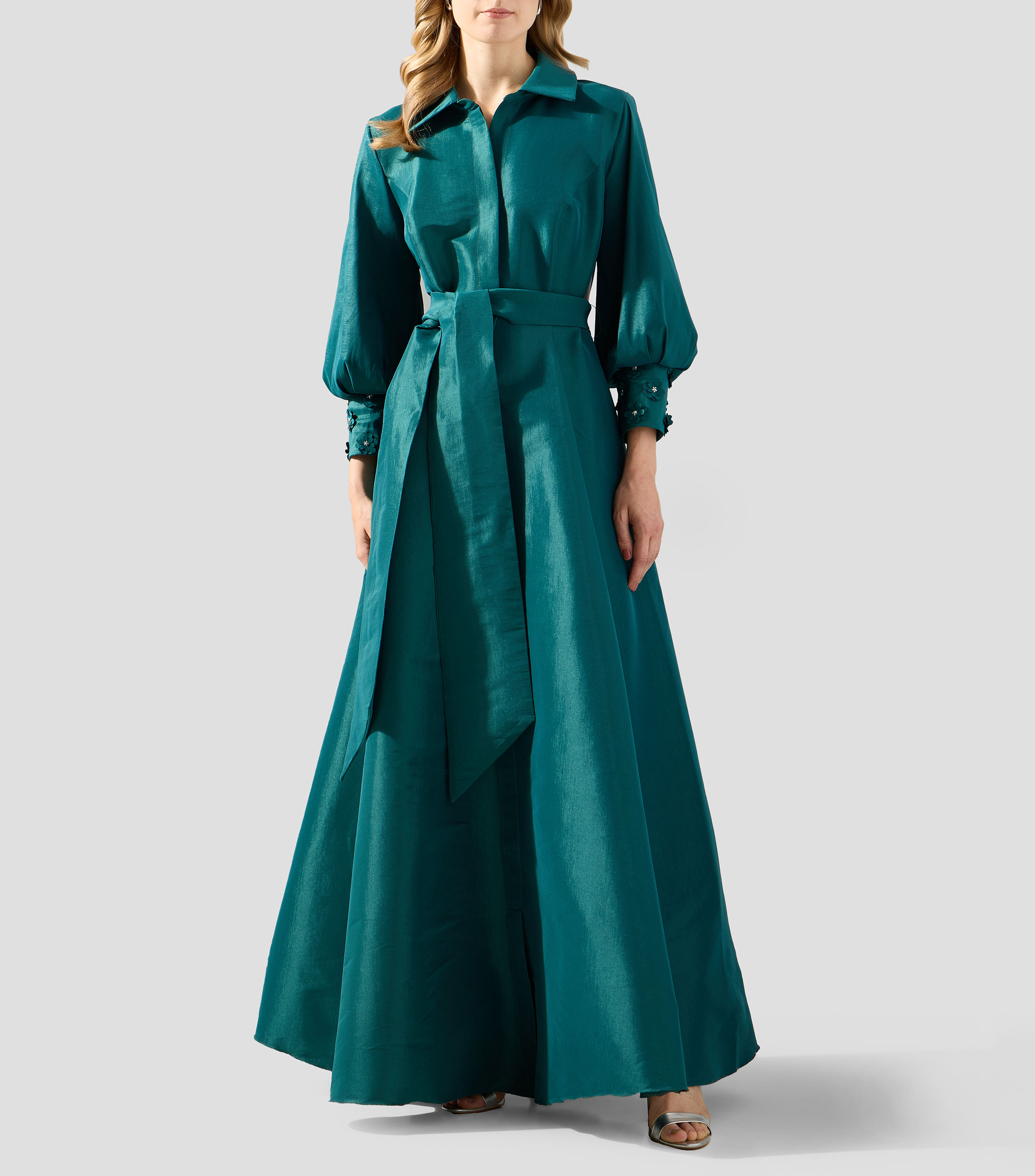 Vestido maxi manga 3/4 liso Mujer