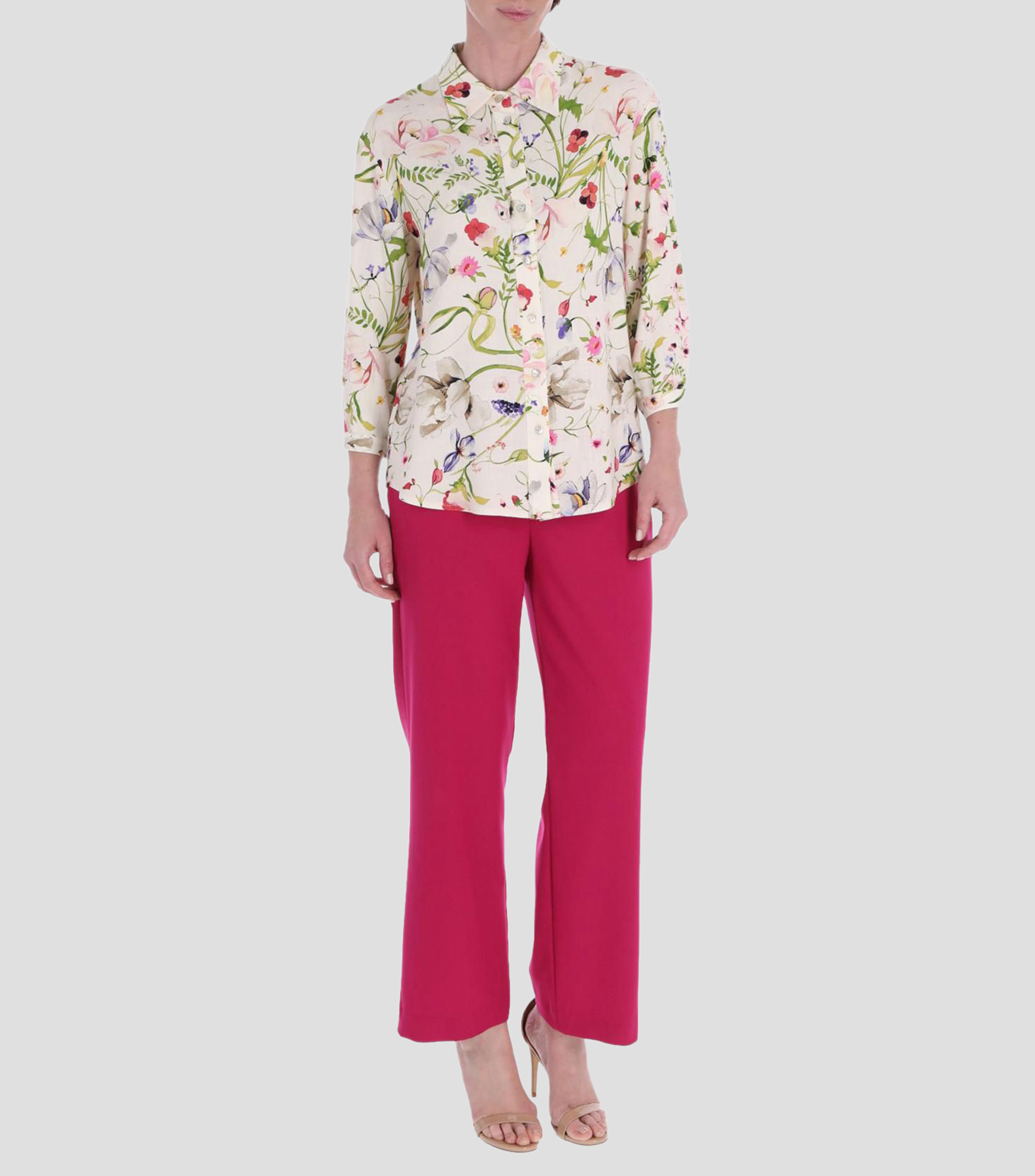 Camisa con estampado manga 3/4 Mujer