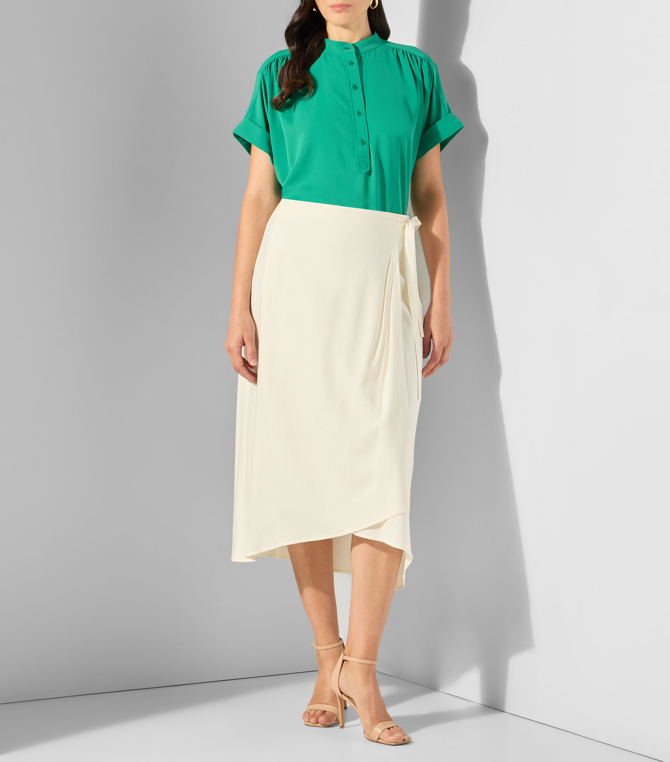 Blusa lisa con manga corta Mujer