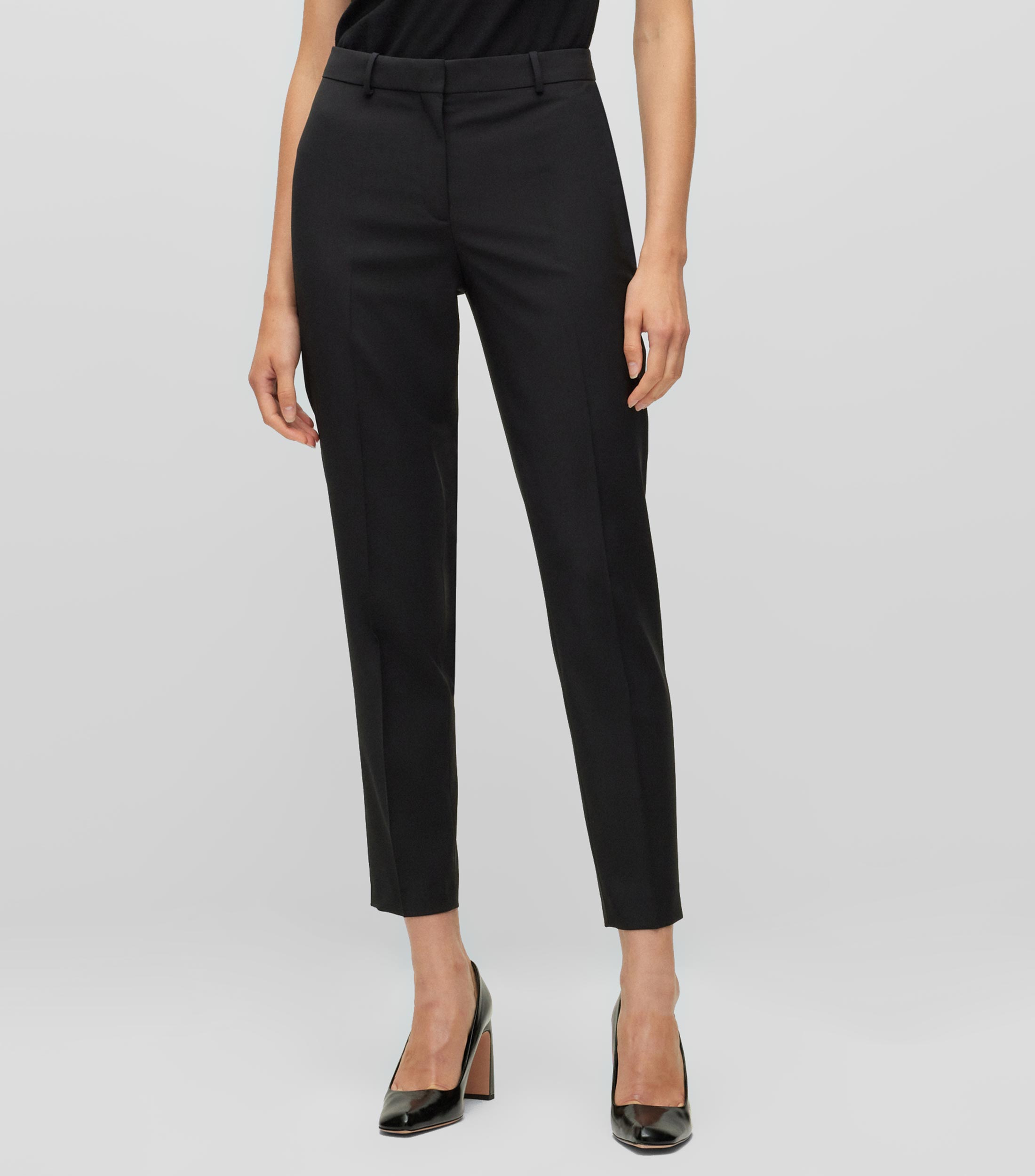 Pantalon tobillero regular fit de lana virgen Mujer