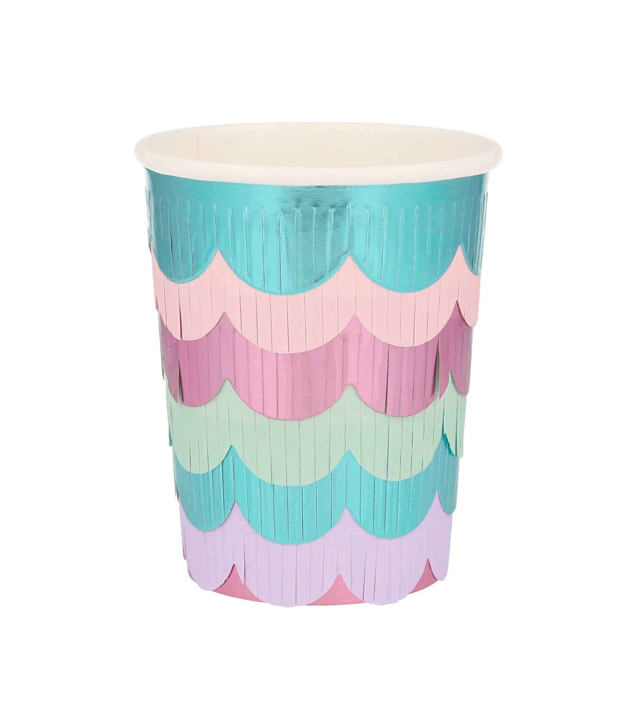 Set 8 vasos de papel Mermaid Scalloped Fringe