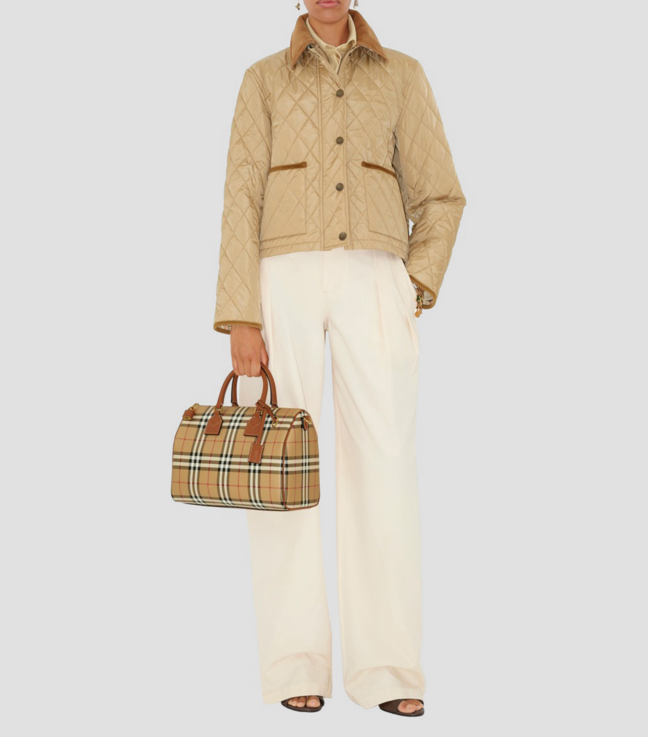 Bolsa shoulder con cuadros Mujer