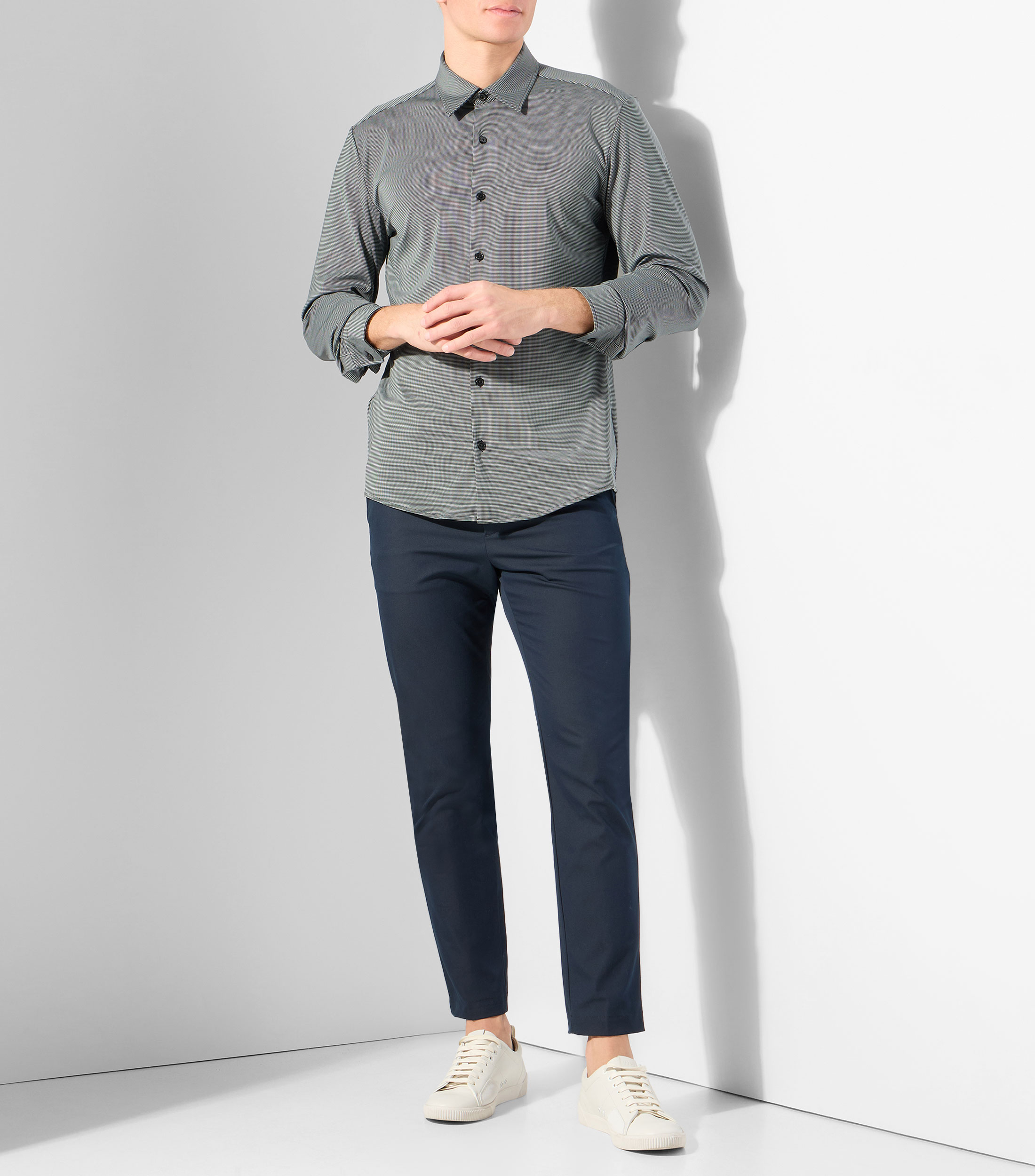 Camisa slim en punto elástico técnico estampado Hombre