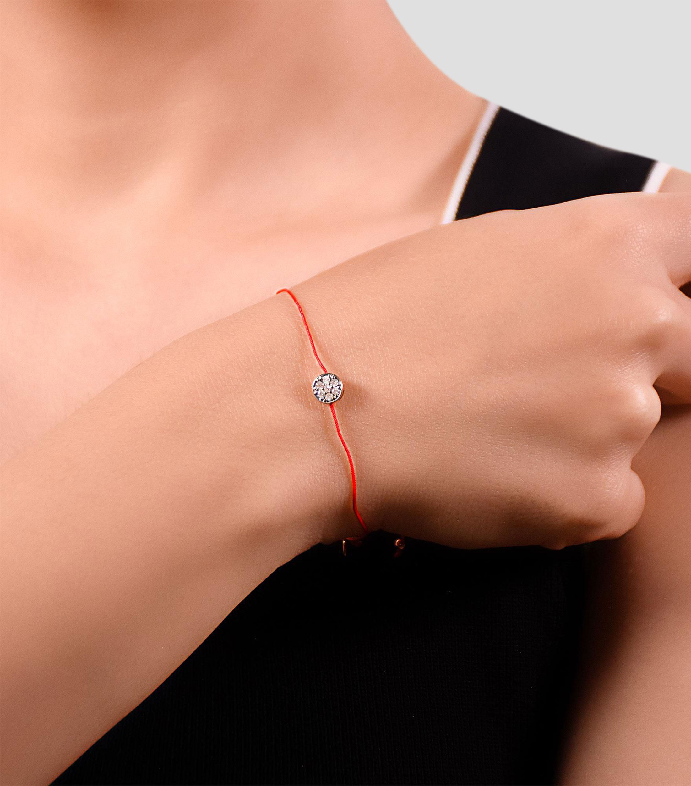 Pulsera ajustable roja con diamantes Mujer
