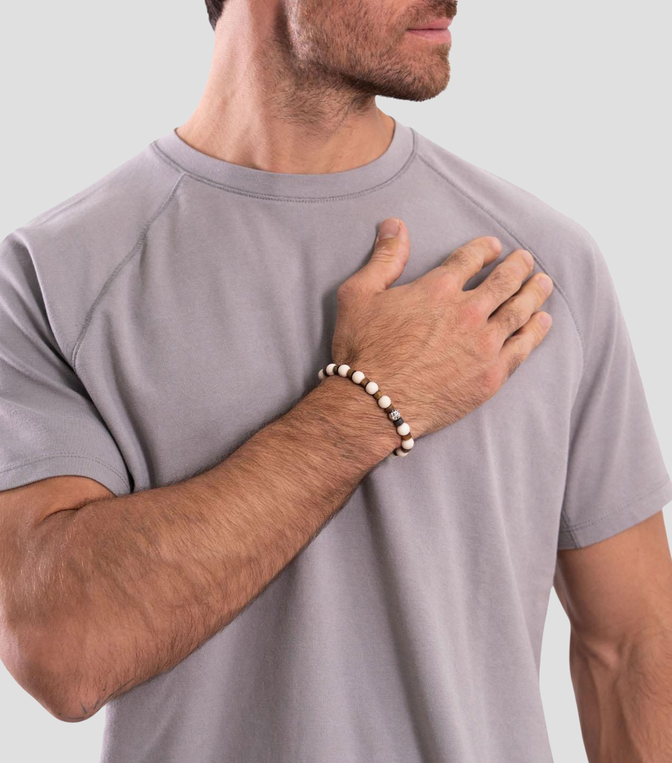 Brazalete con ojo de tigre, Jaspe fósil Hombre