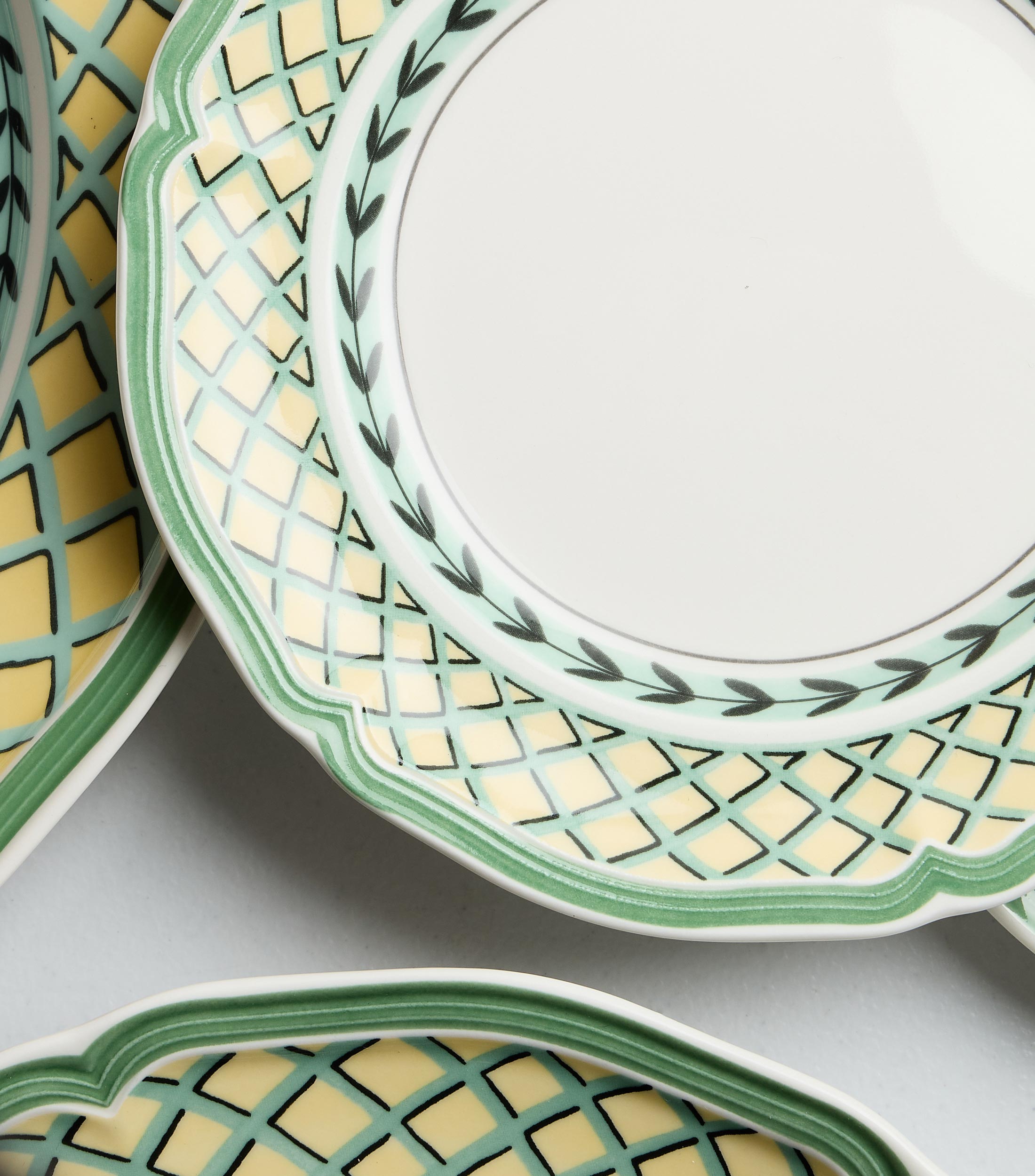 Plato Hondo French Garden Orange con rombos