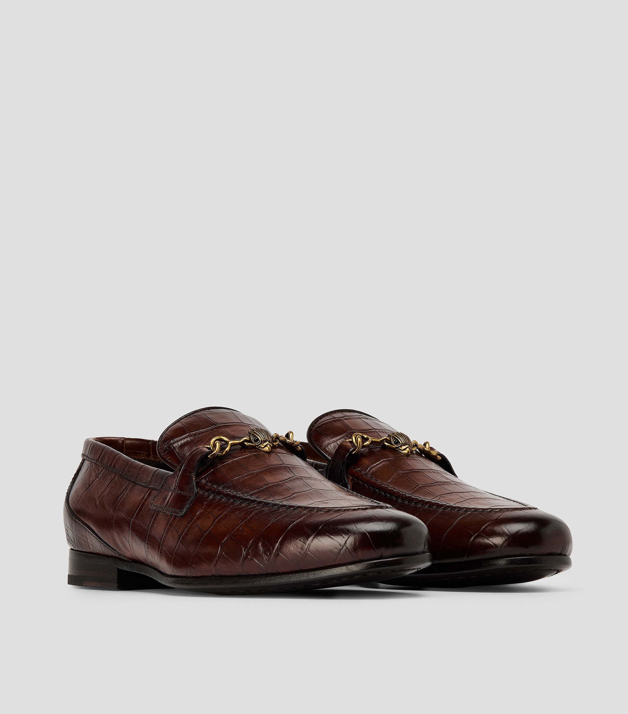 Mocasines Alton Croc en piel con herraje Hombre