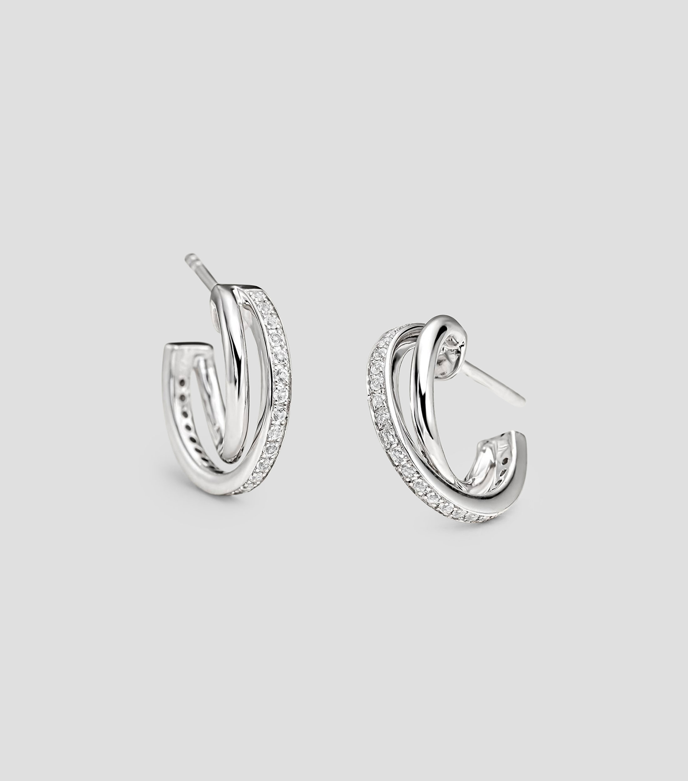 Aretes en plata .925 de aro triple con topacios Crossed Lines Mujer
