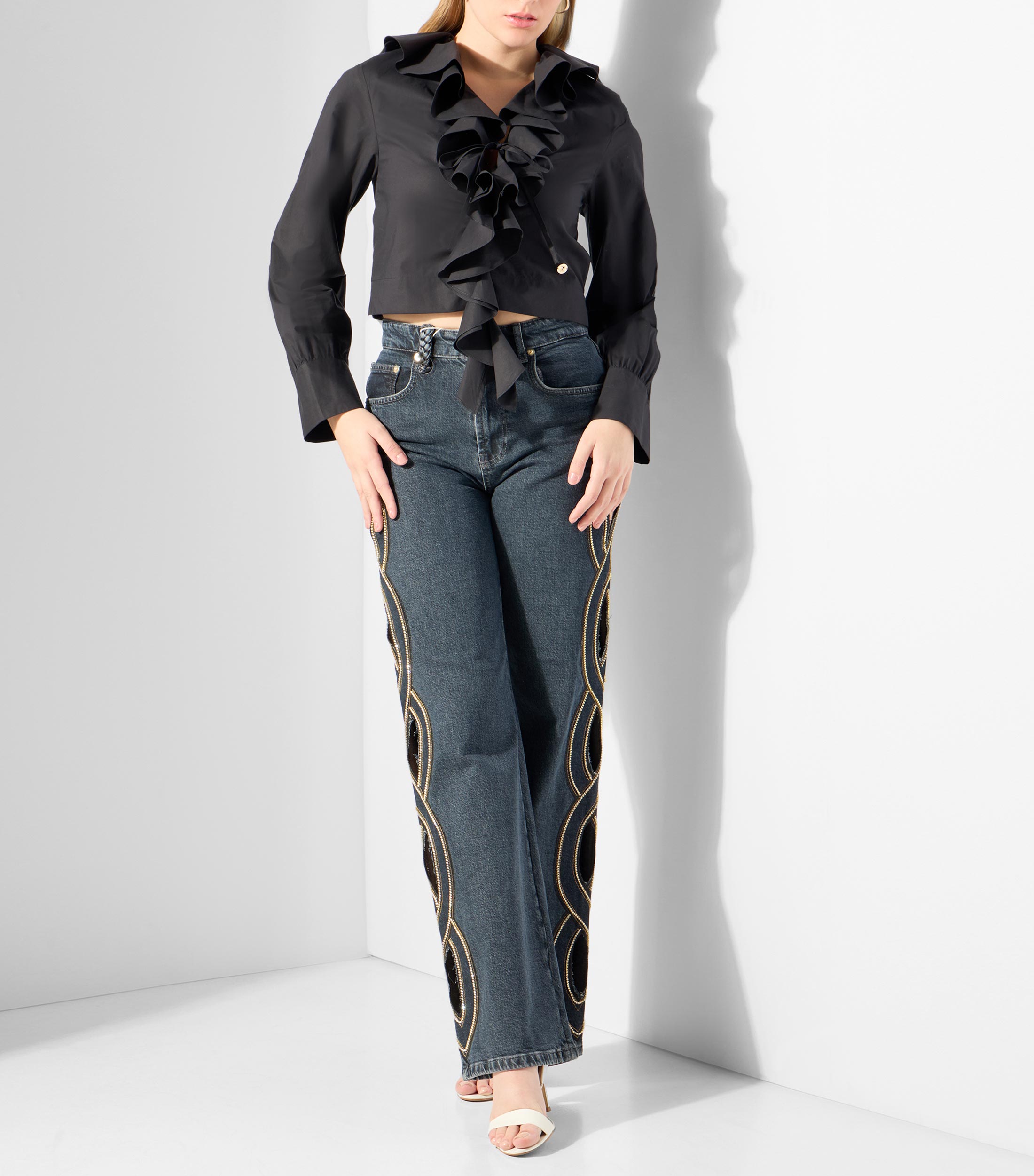 Blusa lisa manga larga Mujer