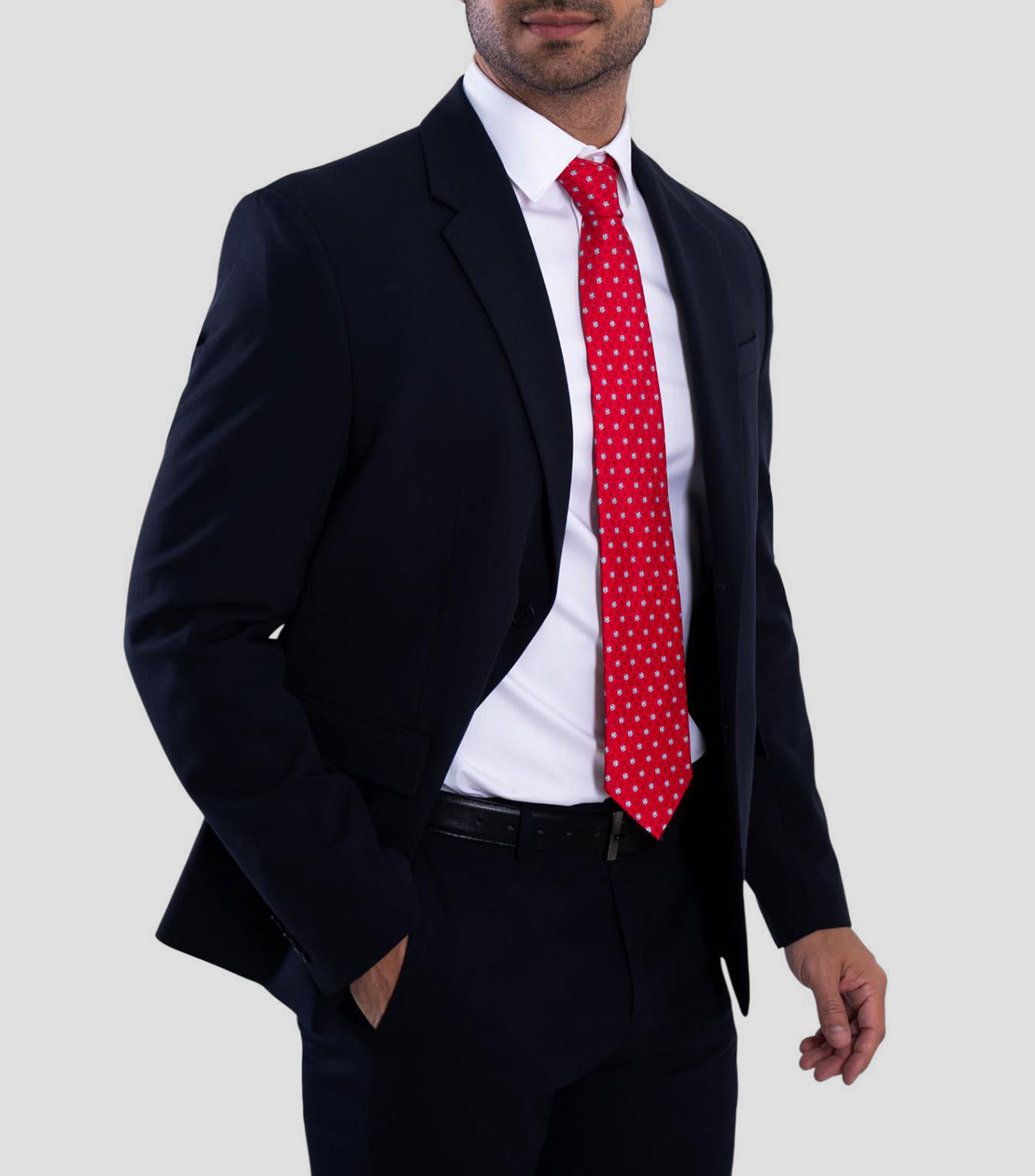 Corbata ancha de seda roja estampada