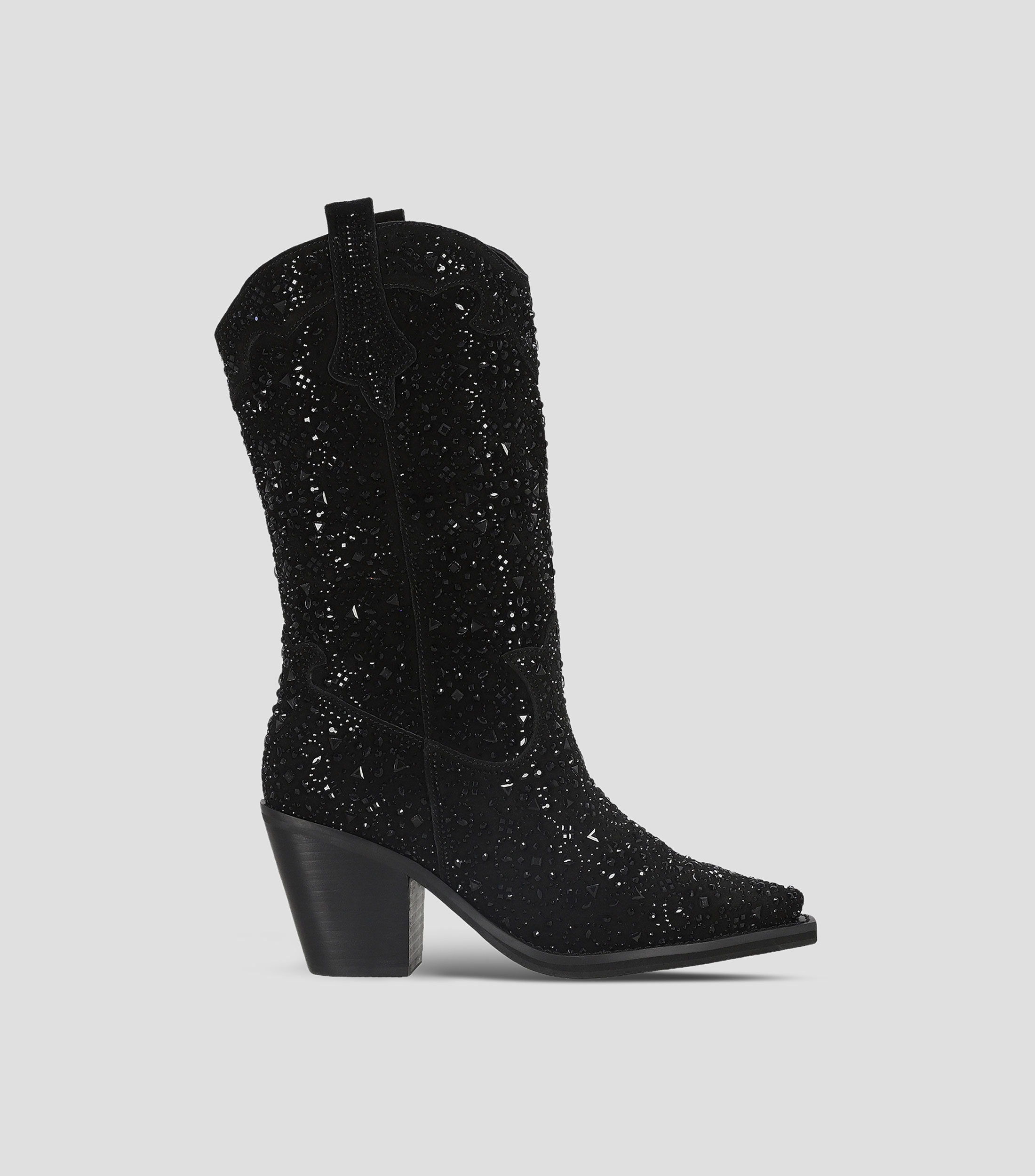 Botas vaqueras de piel con tacón alto ancho Mujer