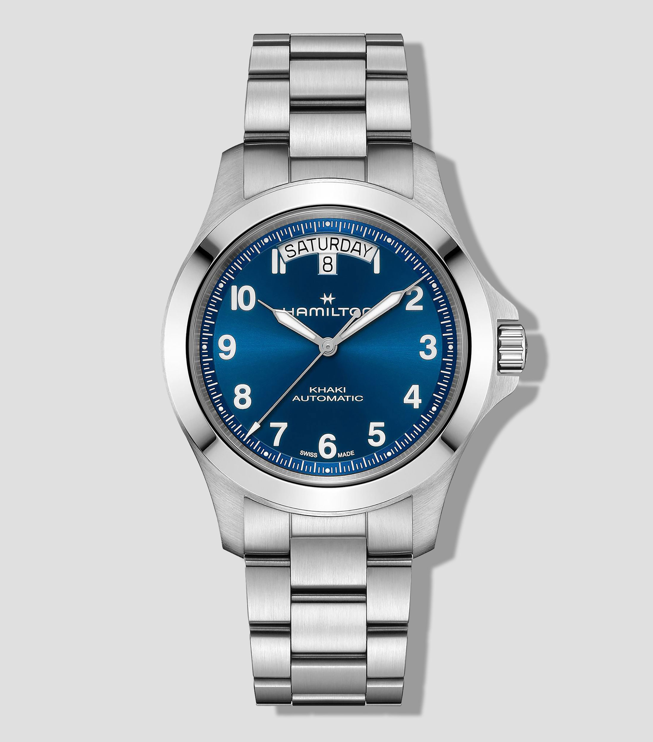 Reloj para Hombre Khaki Field King Day Date Casual Plateado