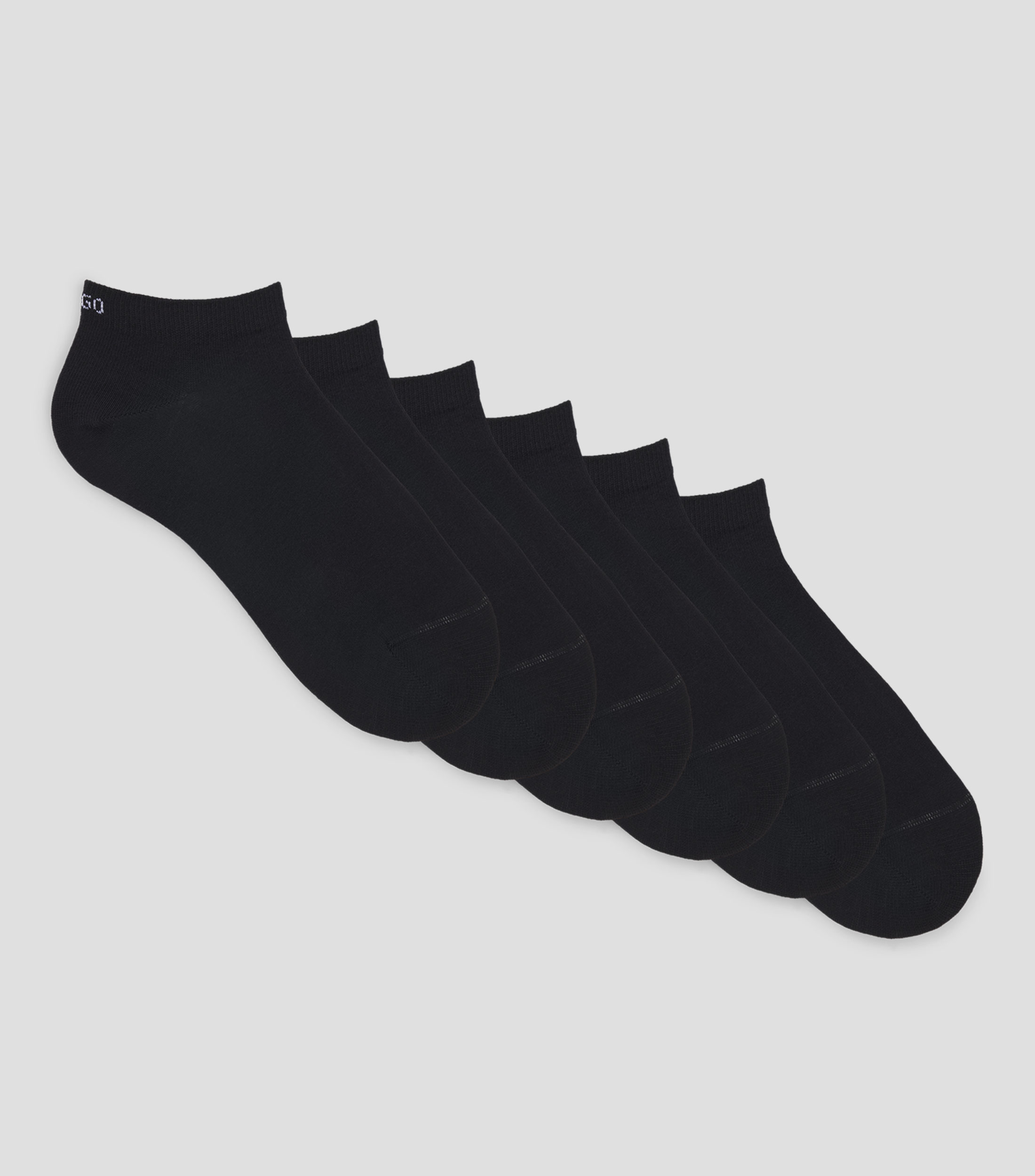 Paquete de seis pares de calcetines tobilleros de algodón con logos Hombre