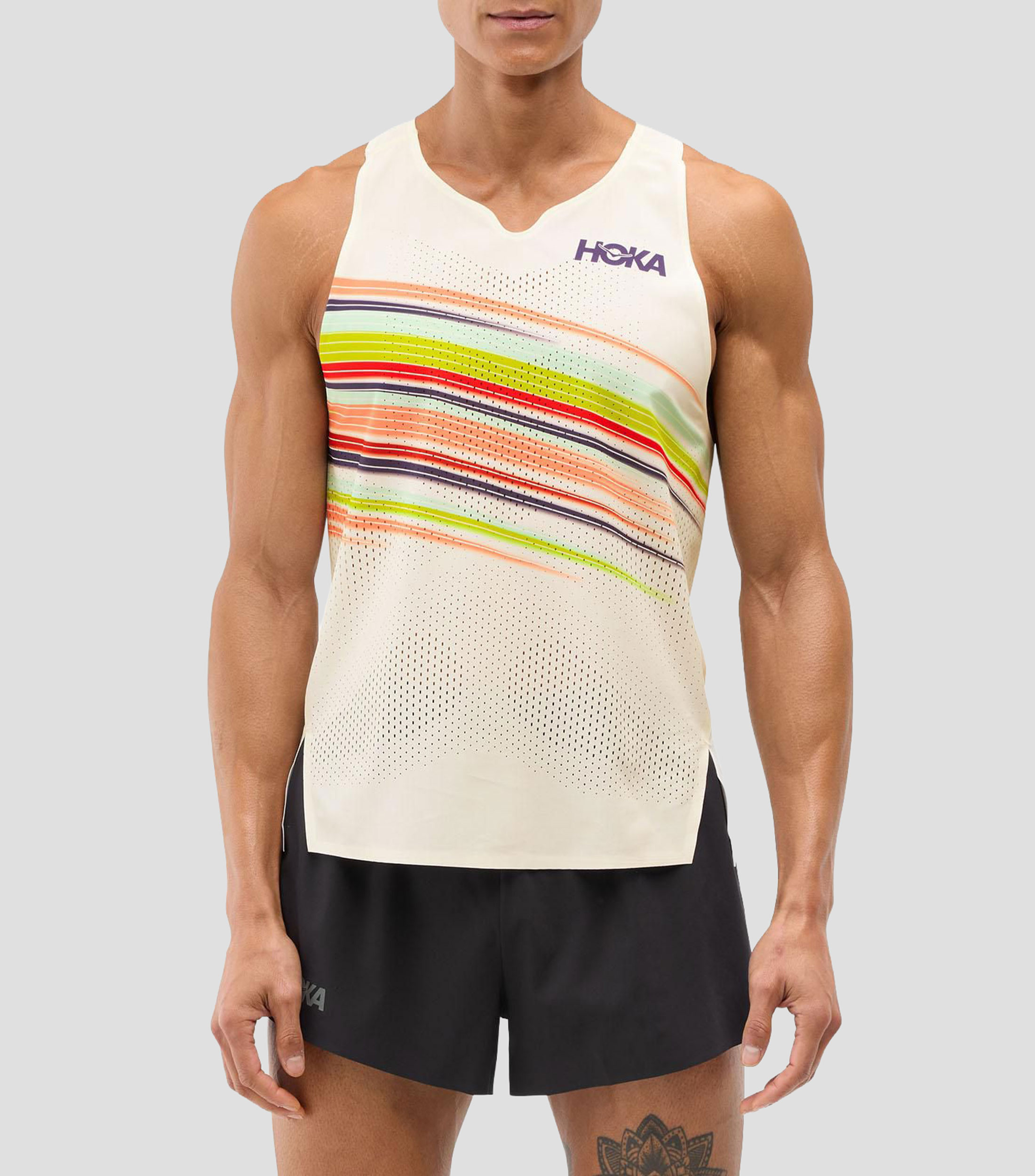 Playera para correr Race Day cuello redondo sin mangas estampada Hombre