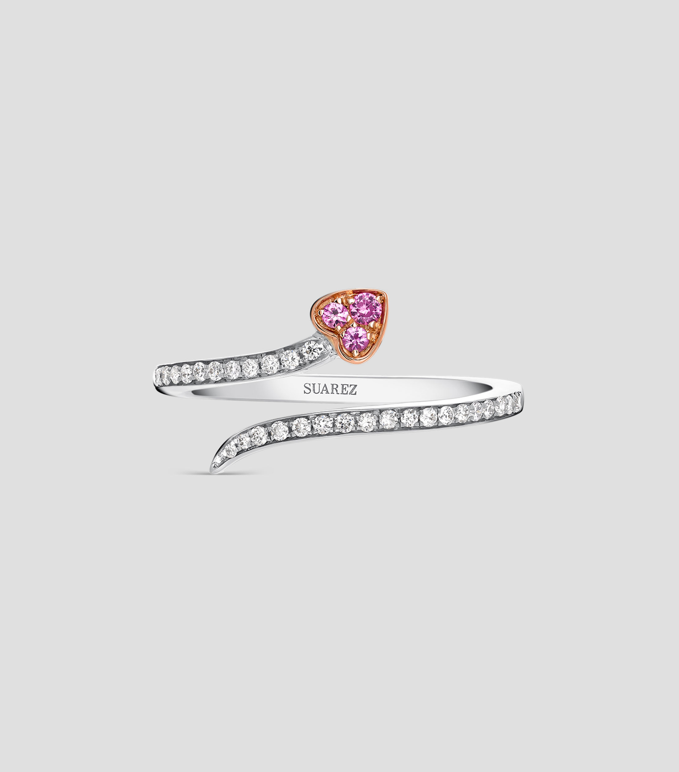 Anillo en oro combinado 18 Kts con diamantes y zafiros Talla 13 Mujer