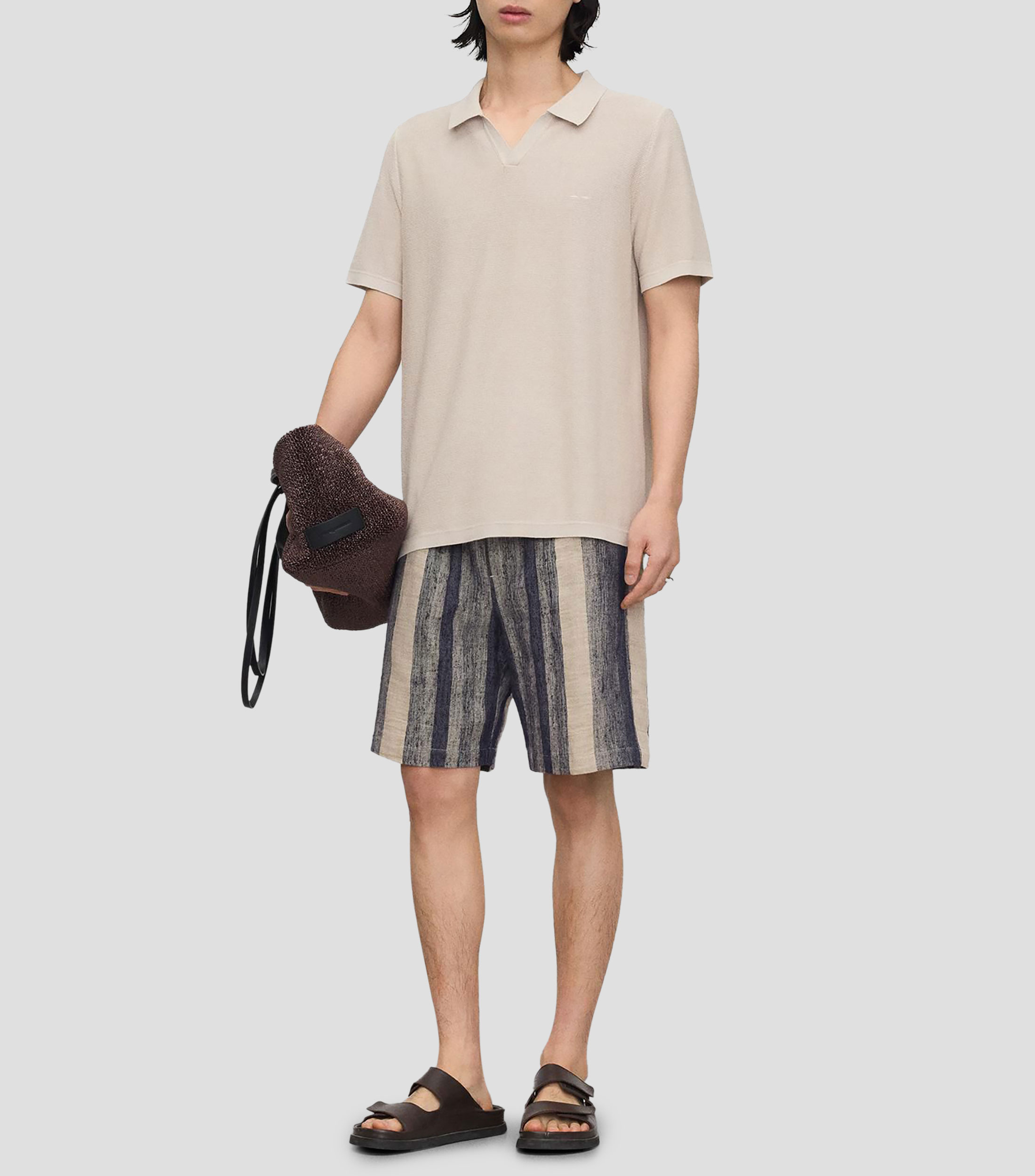 Playera tipo polo con manga corta lisa Hombre