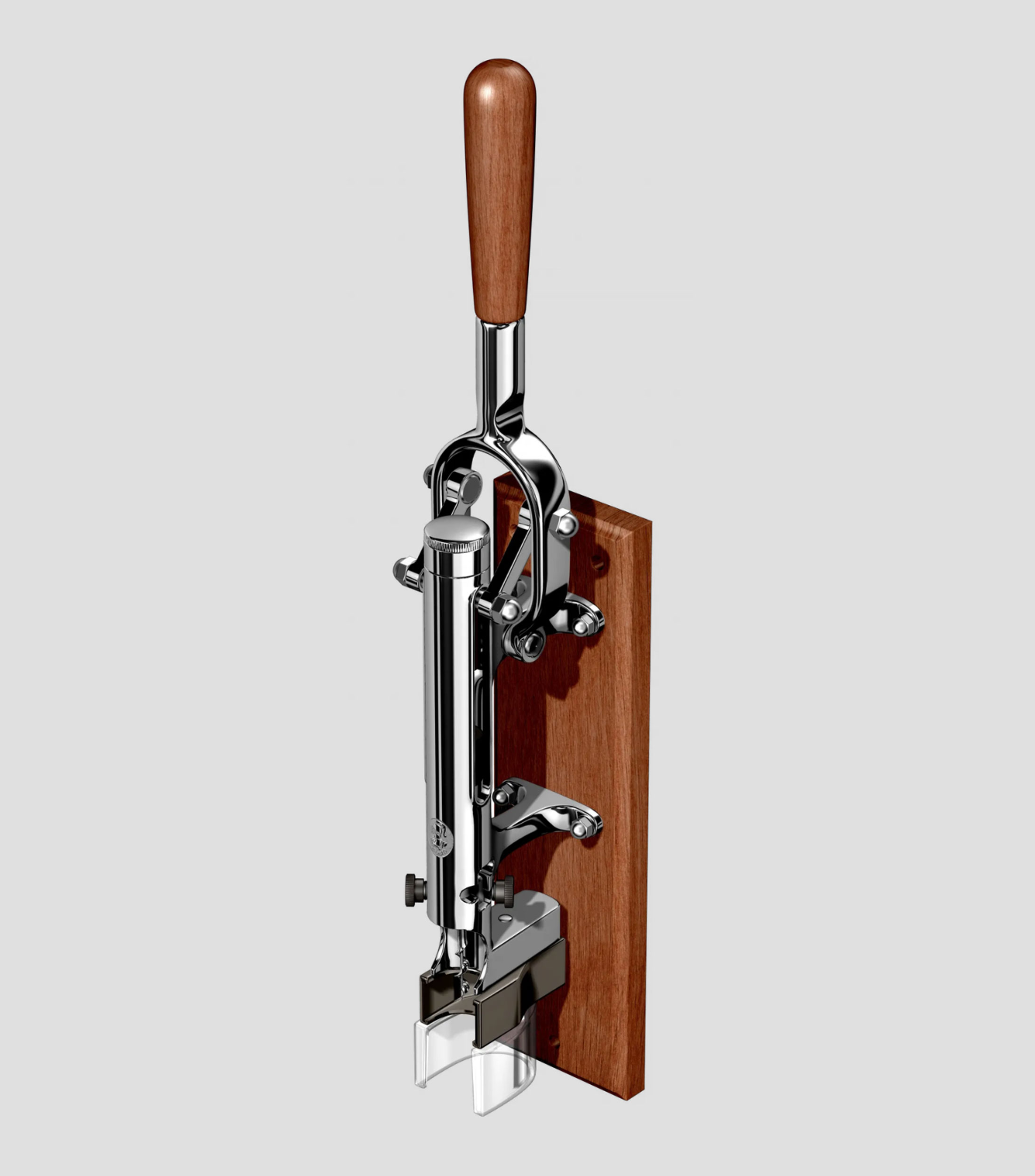 Sacacorchos de pared cromado en acero y madera