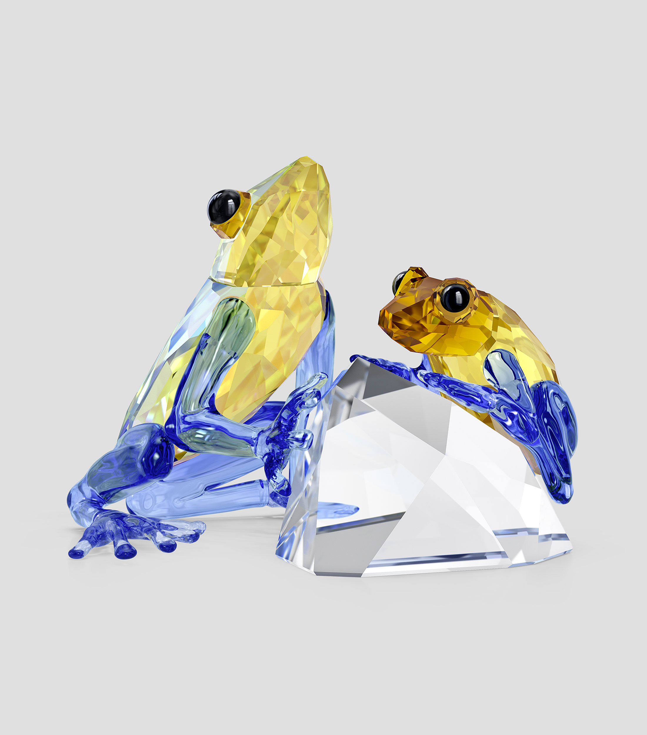 Figura Decorativa Rana y Cría en Cristal