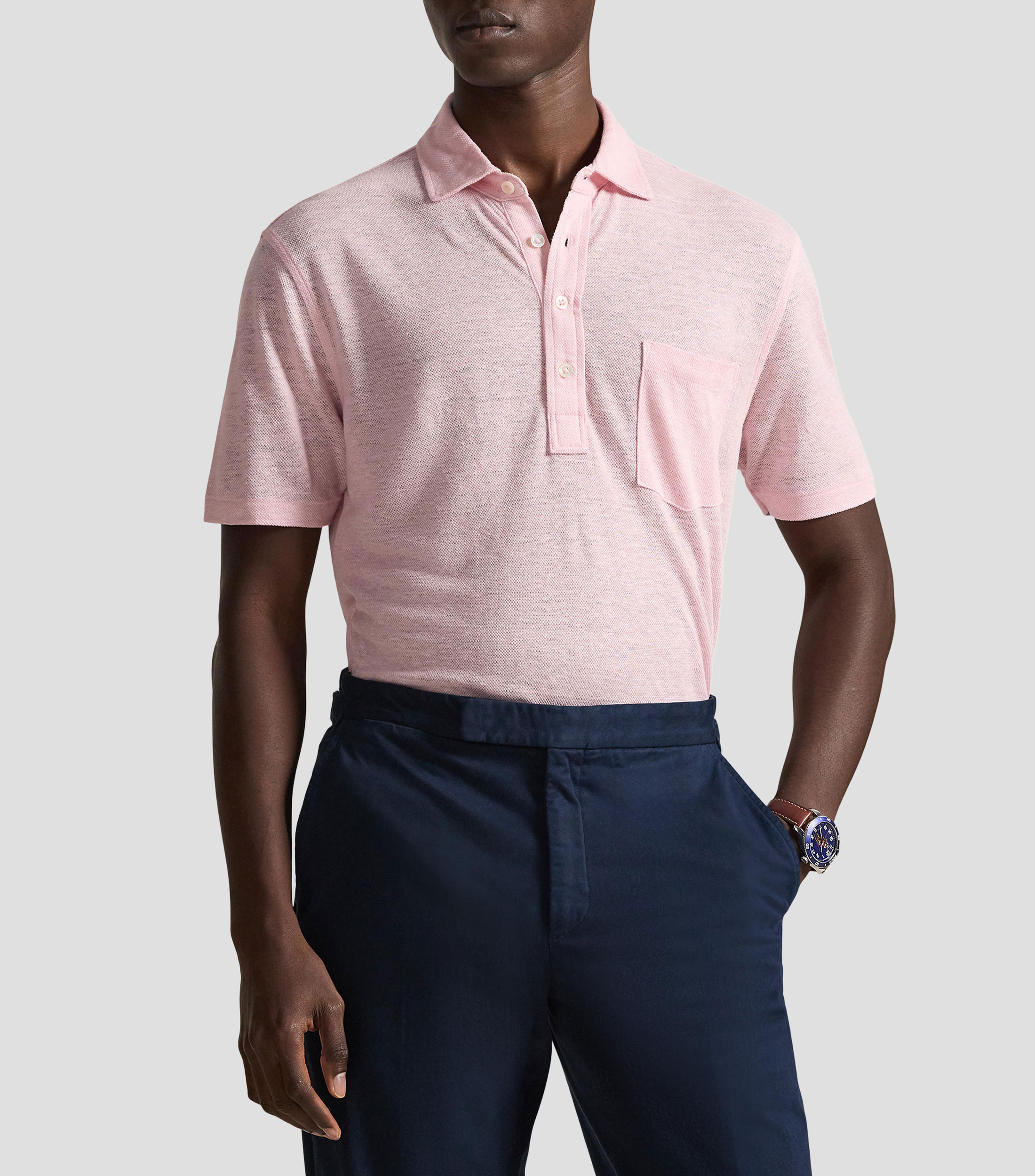 Playera tipo polo manga corta lisa Hombre