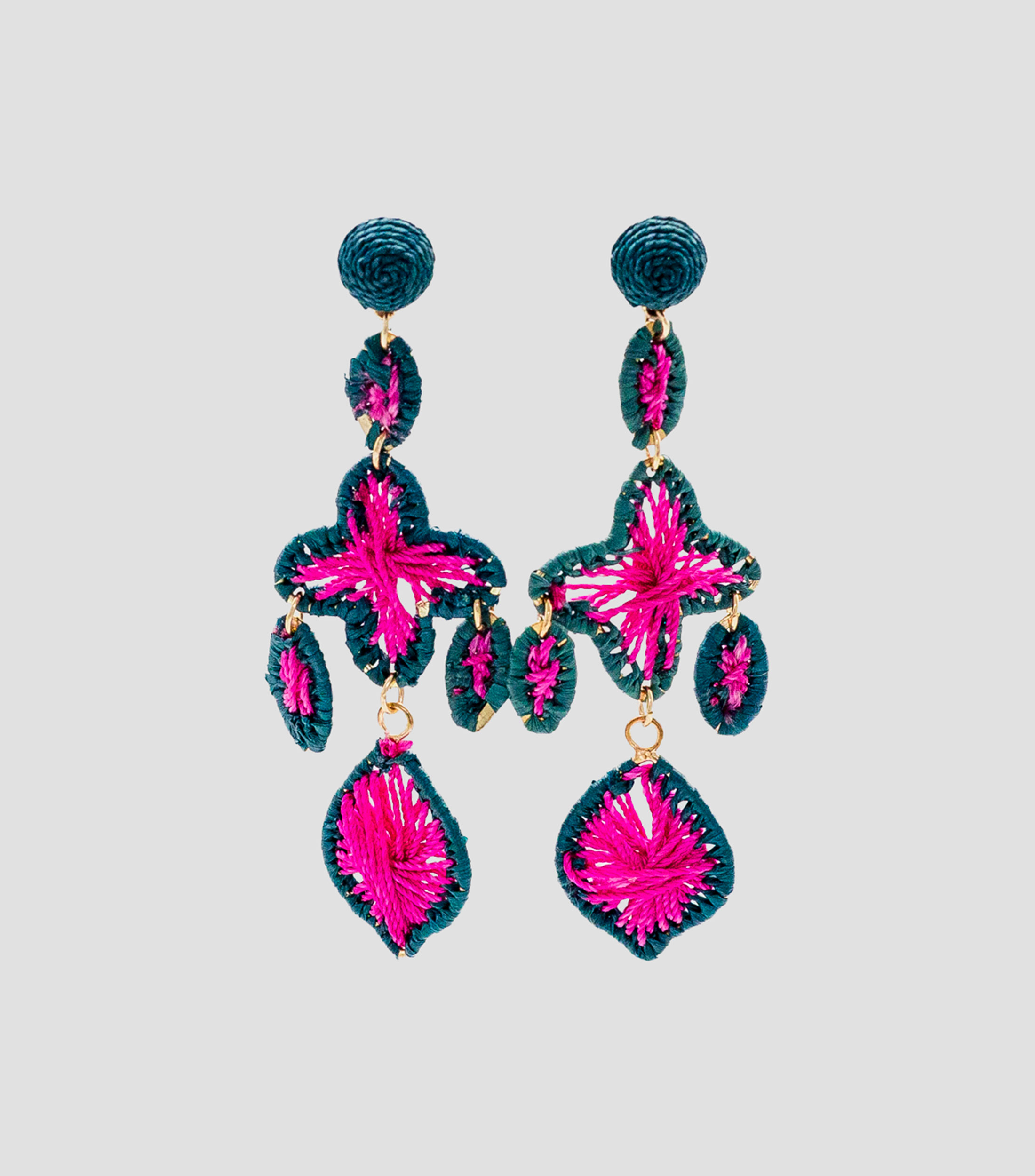 Aretes Chandelier fucsia Mujer